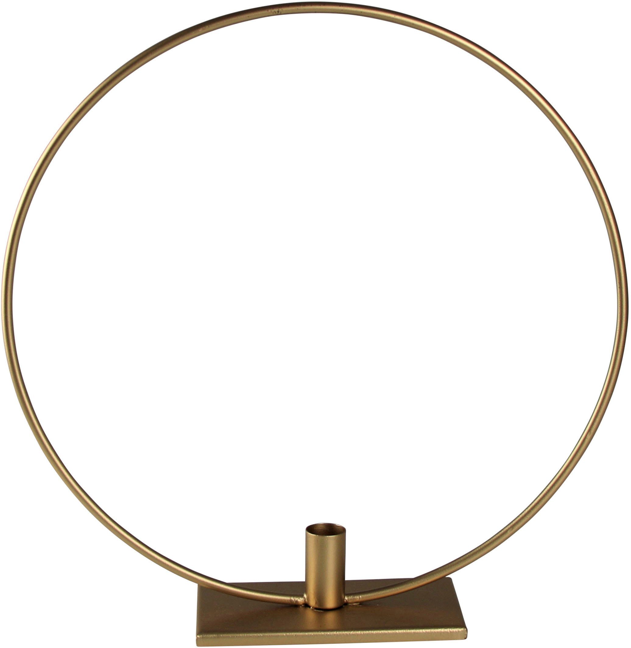 AM Design Kerzenhalter Kerzenständer Ring (1 St), Stabkerzenhalter aus Metall, Höhe ca. 39 cm goldfarben