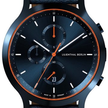 Lilienthal Berlin Chronograph Chronograph Blue Orange - Leder Dunkelblau