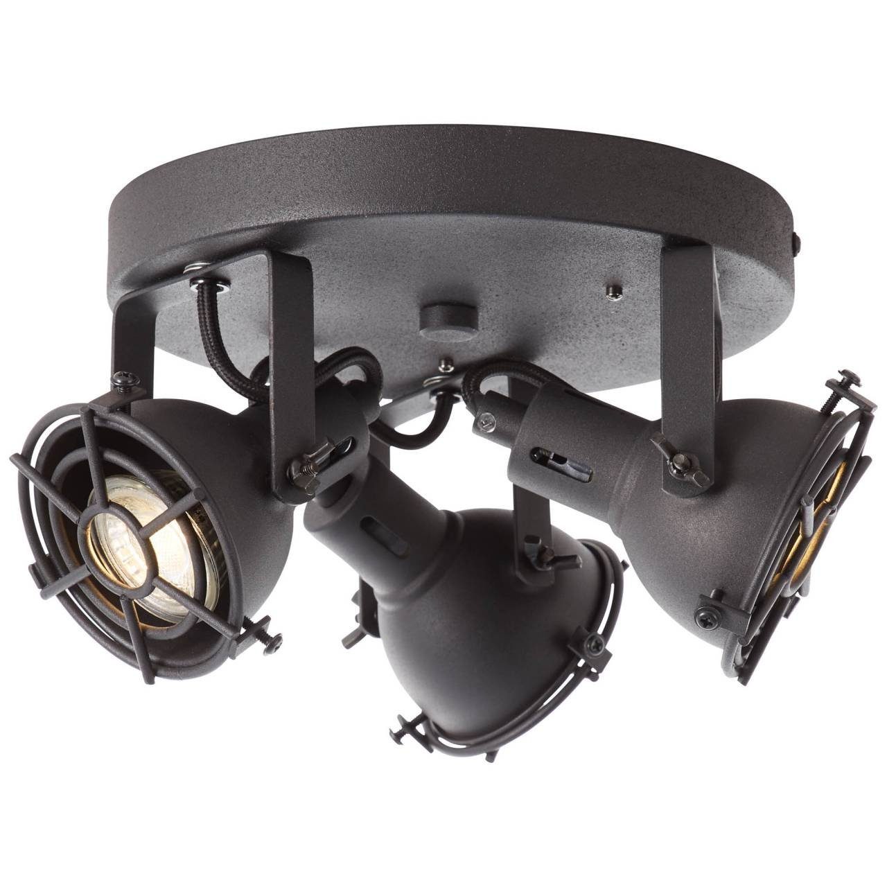3x Lampe Deckenleuchte Brilliant LED-PAR51, Jesper, korund Jesper schwarz 3flg LED 3000K, GU10 Spotrondell