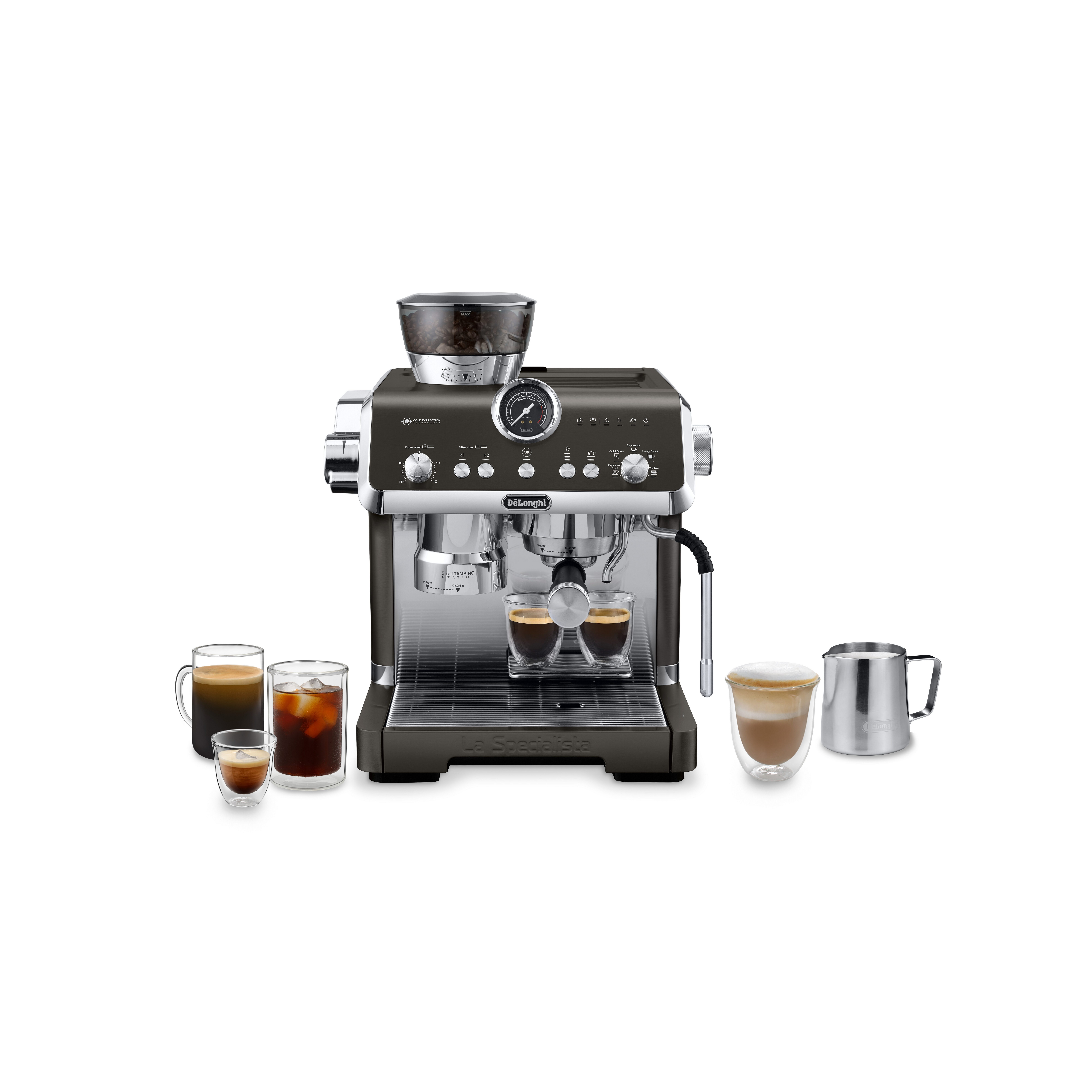 De'Longhi Espressomaschine La Specialista Opera EC9555.BK - 5 Rezepte, 19 Bar & Smart Tamping, 15 Mahlgrade 3 Temperaturen, Cold Brew (5min) inkl. Barista Kit