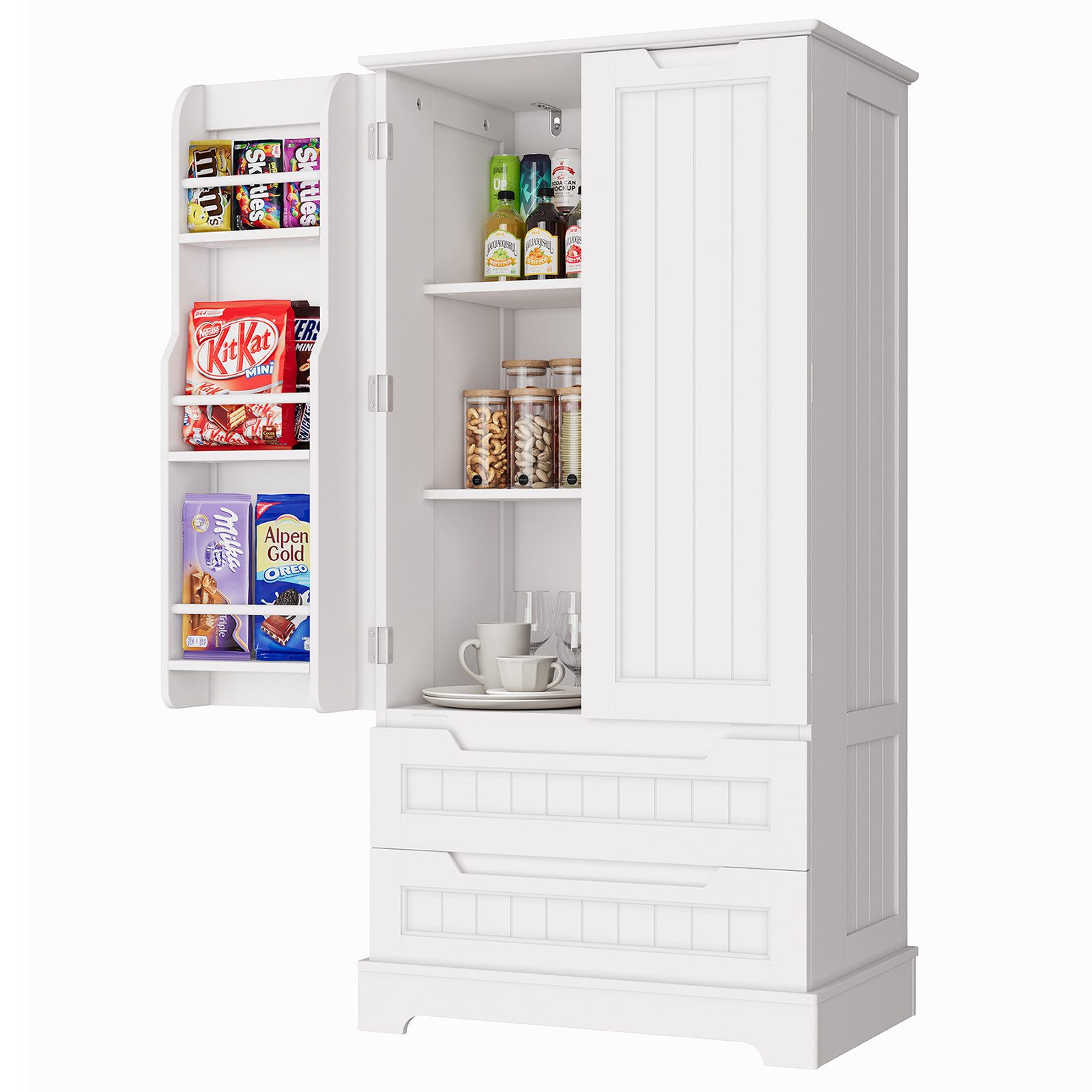 Bealife Sideboard hoher Küchenschrank mit 2 Schubladen und 2 Türen, Vorrats günstig online kaufen