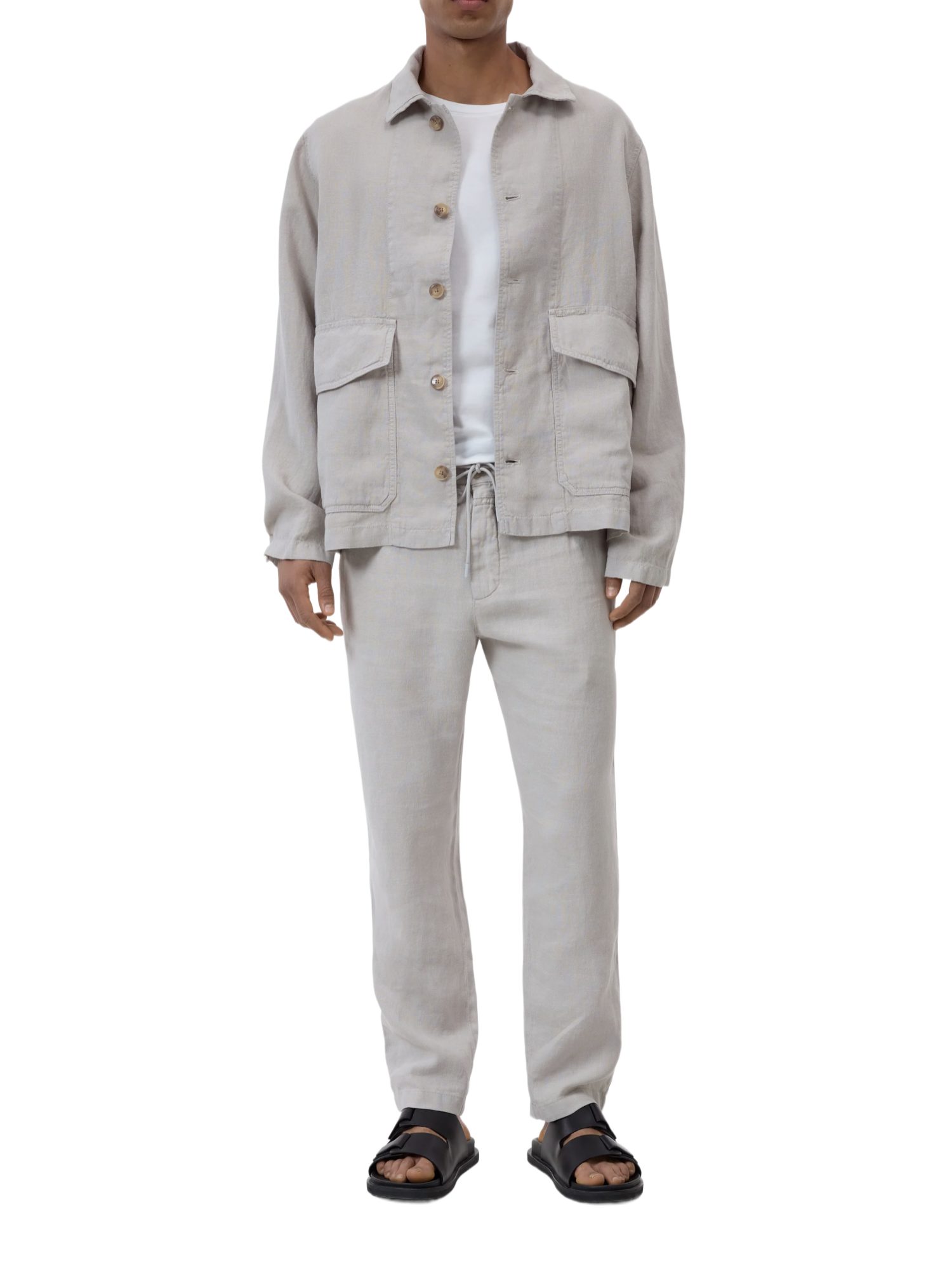 CLOSED Stoffhose grau, Casual, Leinen, Unifarben, Tapered Fit, Mittel