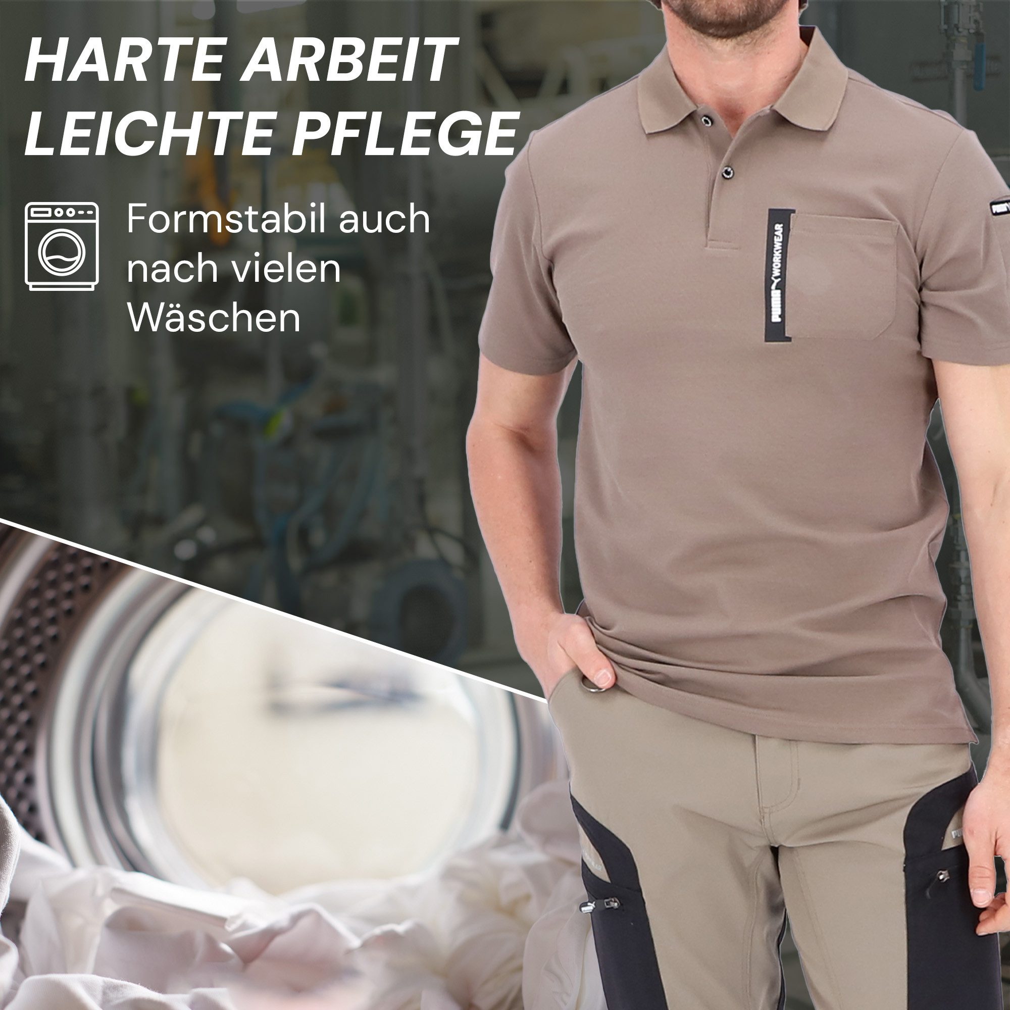 PUMA Workwear Poloshirt ADVANCED Herren Shirt mit Brusttasche und Utility Fach am Oberarm Strapazierfähiges und atmungsaktives Gewebe für Handwerk und Logistik – Bild 5 von 5