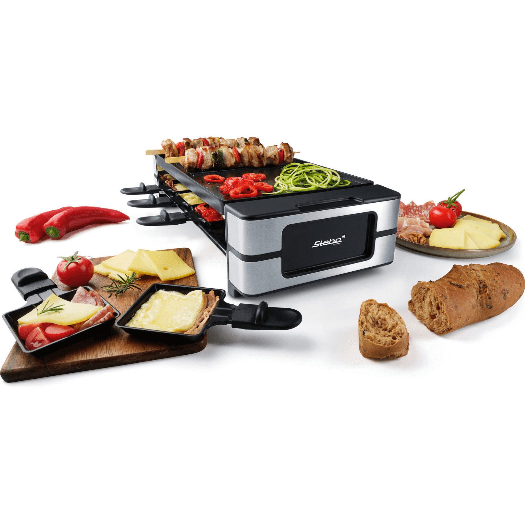 Steba Raclette STE RC 180 GUSS, Gussplatte für Raclette, langlebig und gleichmäßig