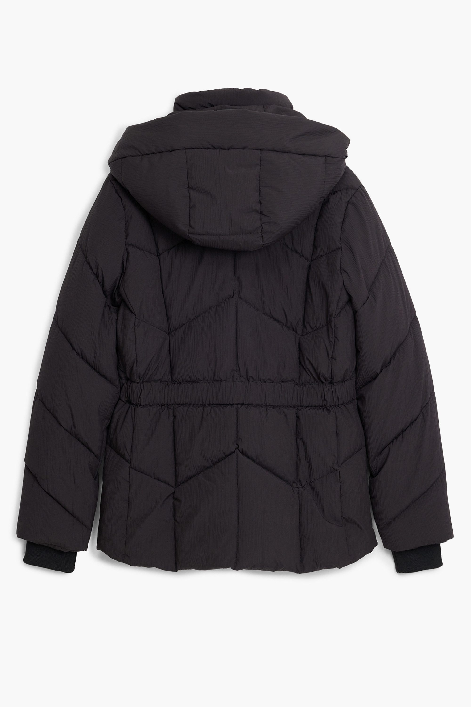 Desigual Outdoorjacke Damenjacke Schwarz mit Kapuze & Taillengürtel, Stylisch & Praktisch