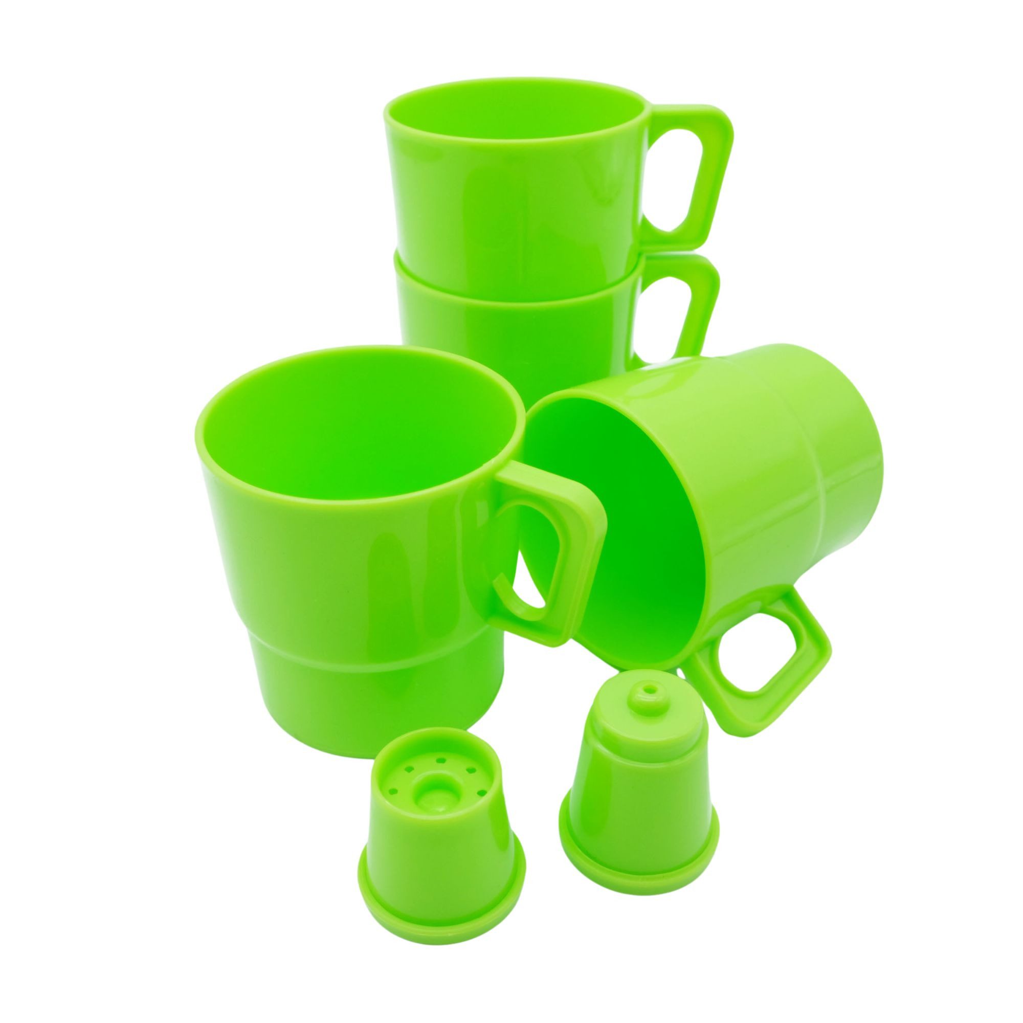 BEAZZ Geschirr-Set Campinggeschirr Set 4 Personen 26 teilig, Picknick Geschirr Set (26-tlg), 4 Personen, Kunststoff, BPA-frei, platzsparend, leicht