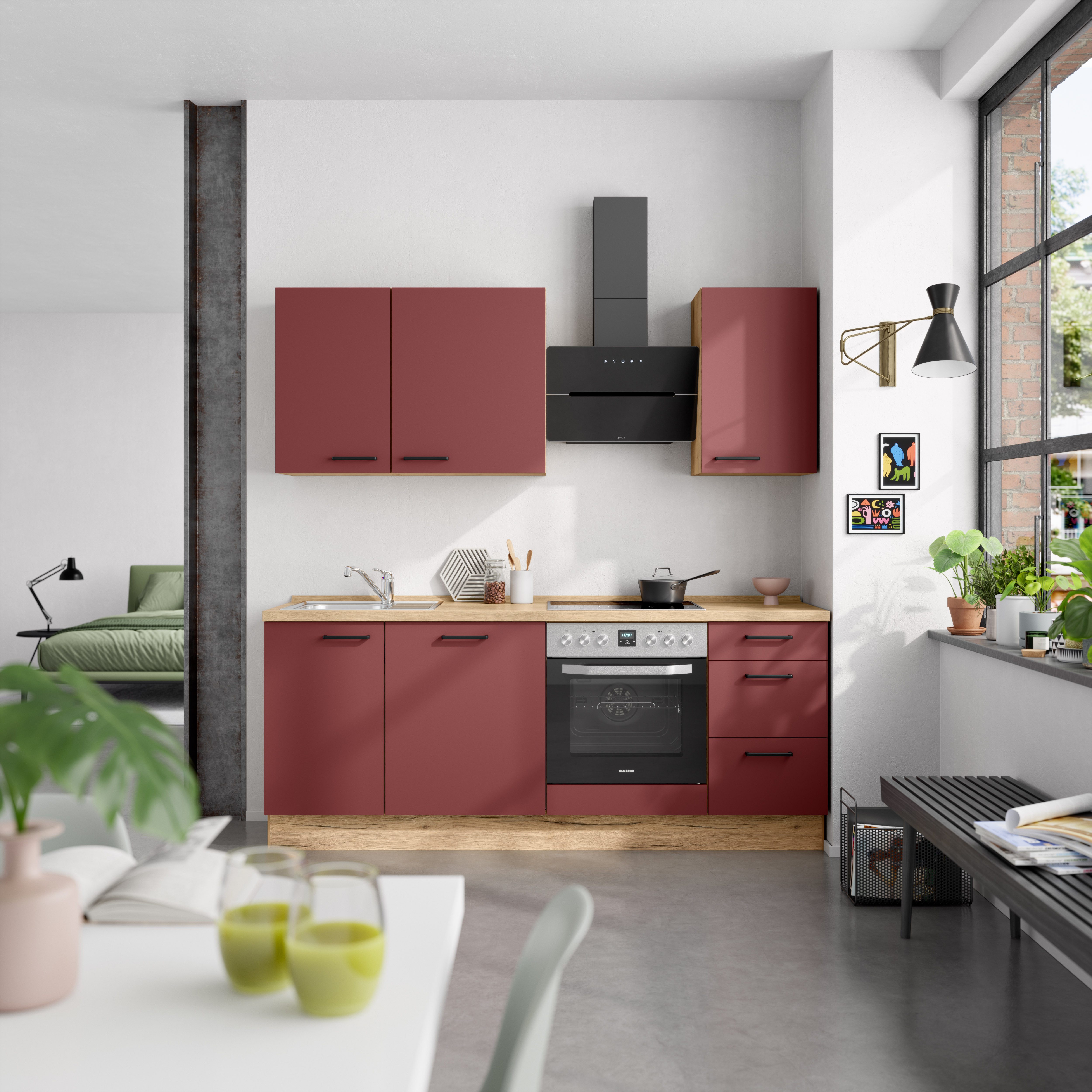 nobilia® Küchenzeile "Easytouch II", NEU: individuell anpassbar mit gratis Profi-Beratung, vormontiert, Breite 210 cm, Ausrichtung wählbar, wahlw. mit E-Geräten