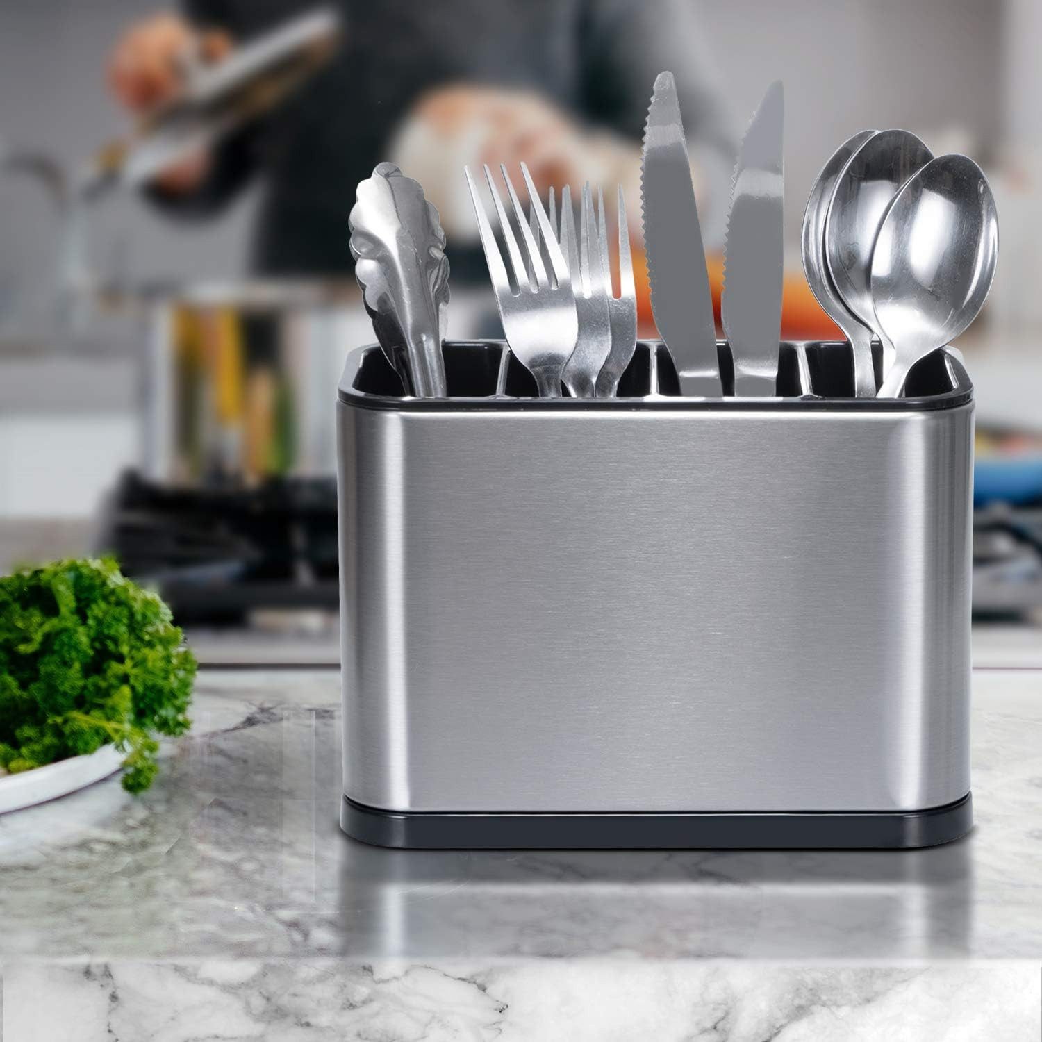 FOUORTUNATE-BEE Besteckhalter für Küche Esszimmer Abtropfschale Besteckkasten für Küchenutensilien, (Besteckorganizer Caddy Halter, Rost und Kratzerfreies Edels – Bild 2 von 5