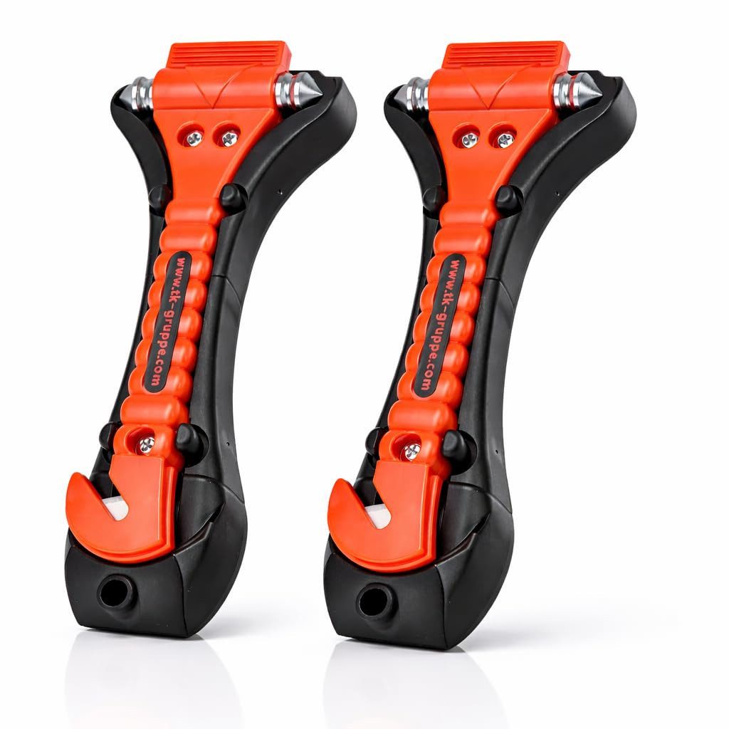 autogadget® Hammer 2er Notfallhammer Autozubehör Set Nothammer - mit Gurtschneider (2er Set, 2-St., 2 Stück)