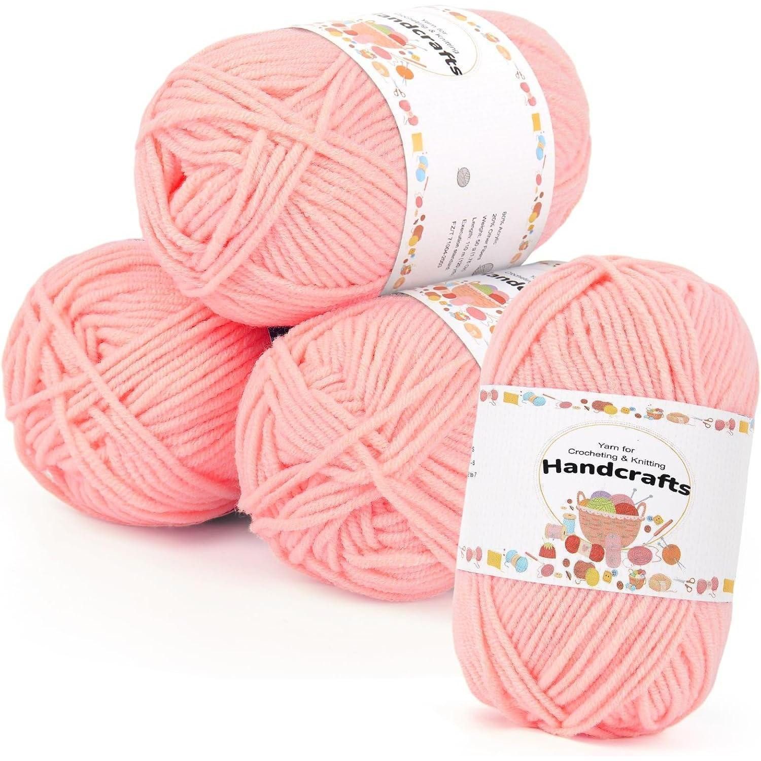 LuxusKollektion Häkelnadeln Wolle Acrylgarn Strickwolle Häkelwolle 5Ply 200g Set Zartrosa