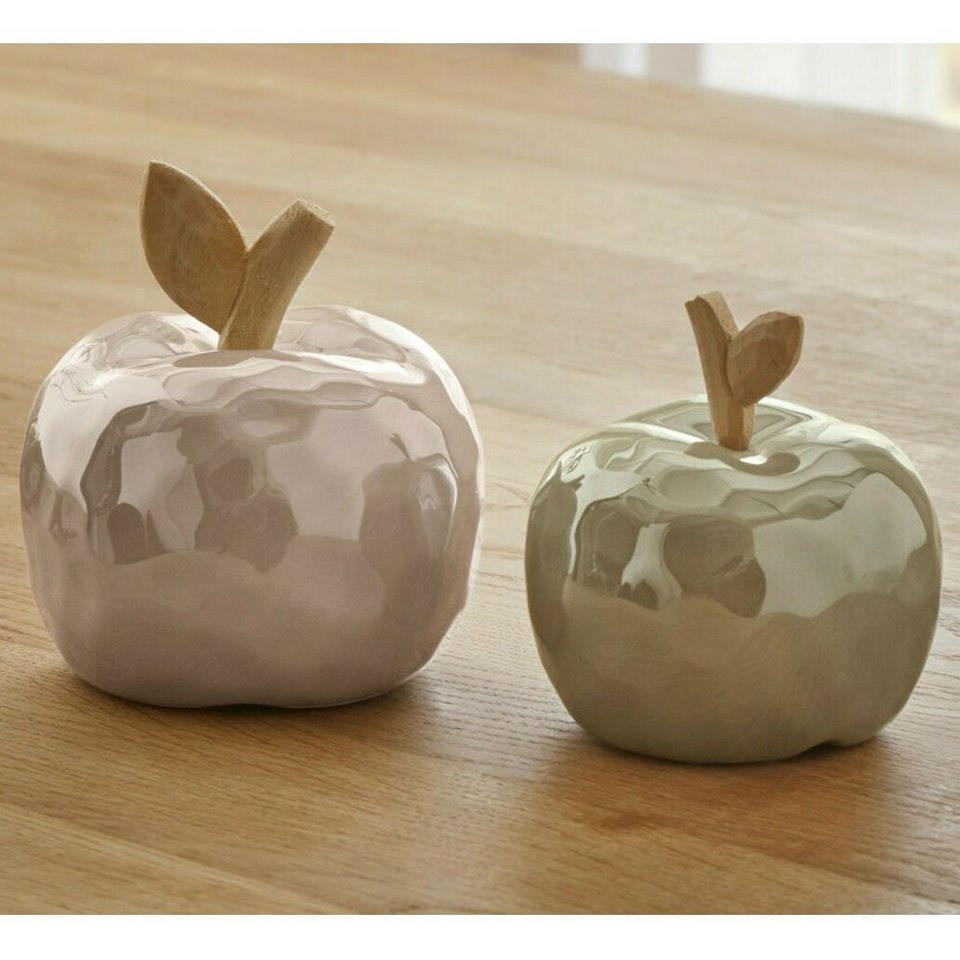 Home-trends24.de Dekoobjekt Apfel Deko Figur Äpfel Objekt Paar Glänzend  Tisch Obst Porzellan
