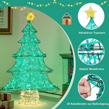 COSTWAY Künstlicher Weihnachtsbaum, 123cm mit 520 LEDs, Lichterkette & Stern