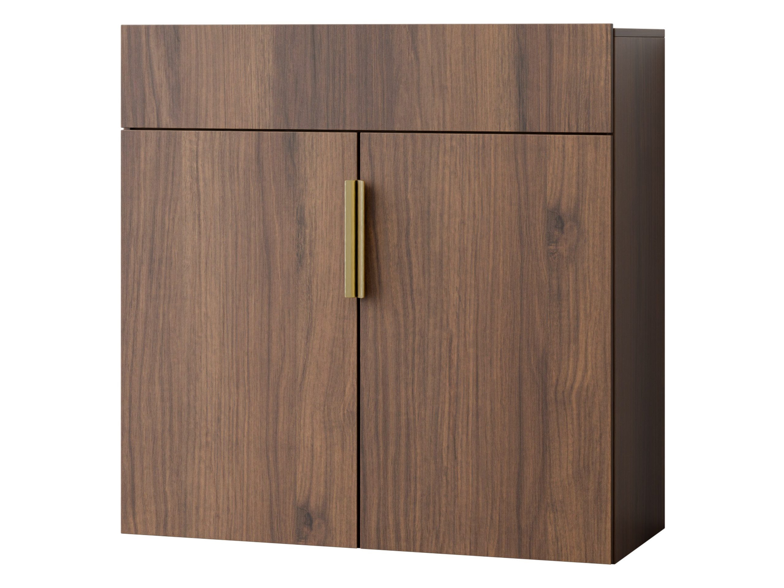MIRJAN24 Kommode Kerkin 2D1S (mit zwei Drehtüren und Schublade), 100x42x100 cm, Griffe aus Metall in der Farbe Gold