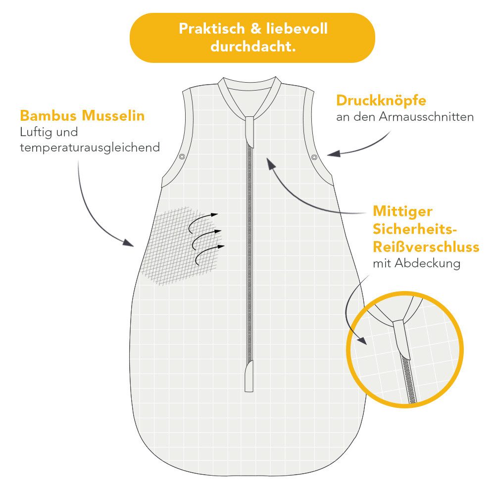 Schlummersack Kinderschlafsack Musselin Babyschlafsack, 0.5 Tog – Bild 5 von 5