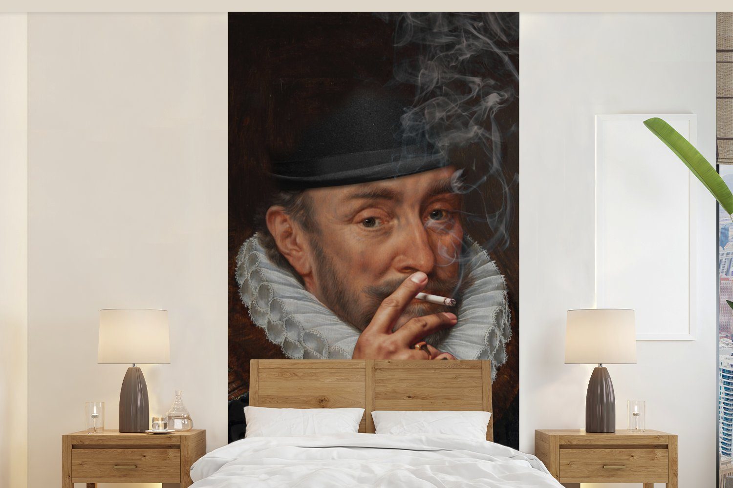 MuchoWow Fototapete Wilhelm von Oranien - Zigarette - Rauchen, Matt, bedruckt, (2 St), Vliestapete für Wohnzimmer Schlafzimmer Küche, Fototapete