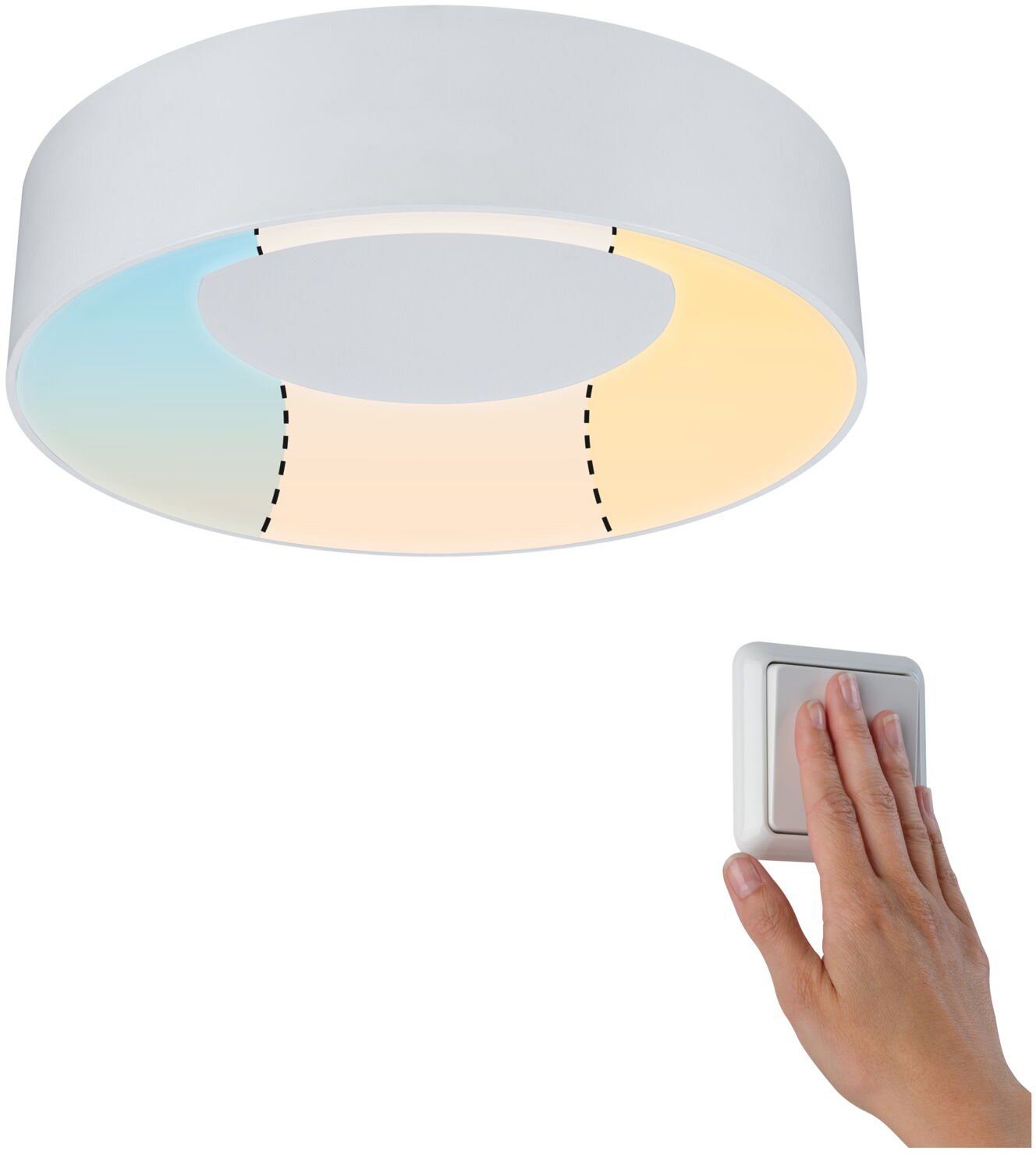Paulmann LED Deckenleuchte Selection Bathroom Casca IP44 1x16W 300mm, 230V Metall/Kunststoff, LED fest integriert, Tageslichtweiß, WhiteSwitch