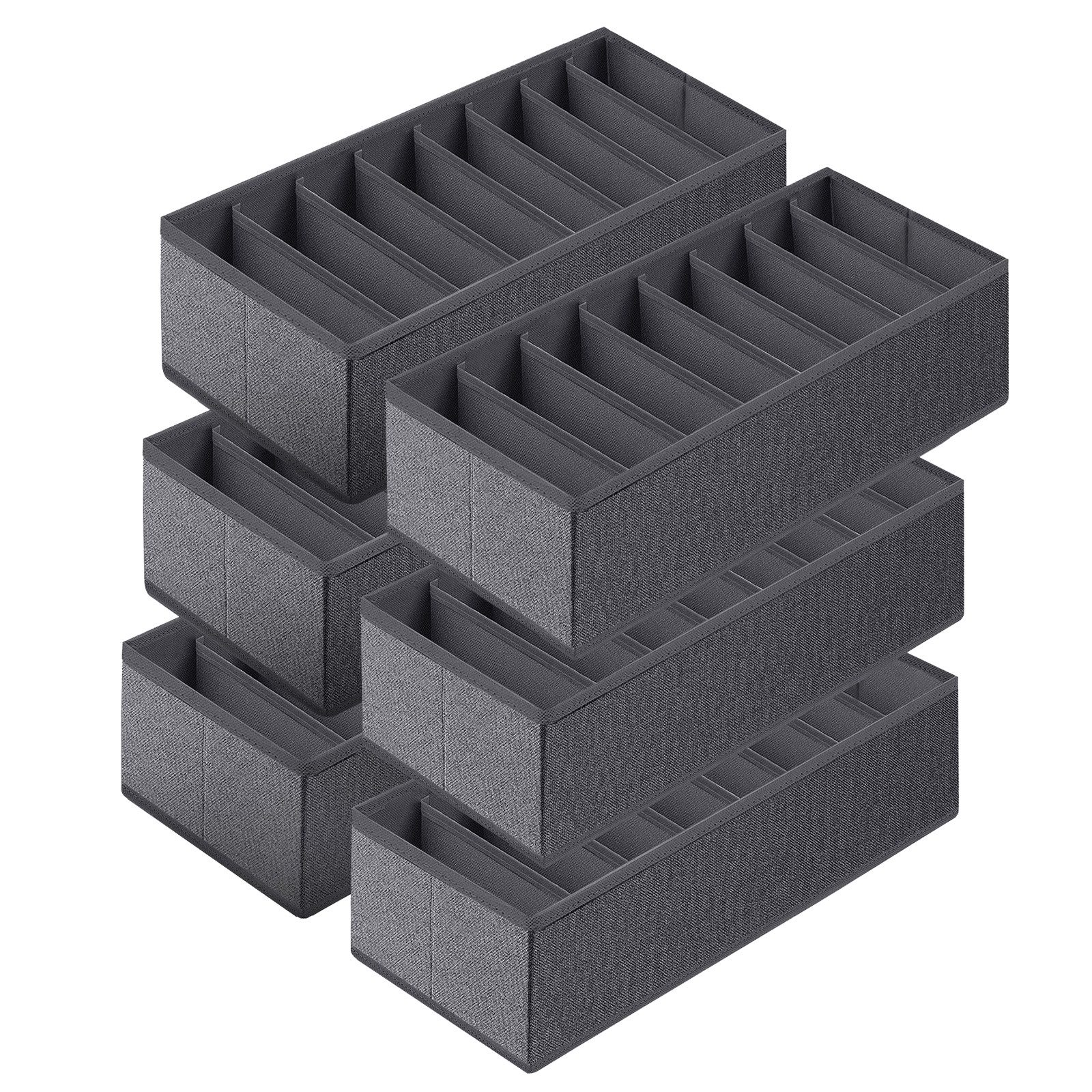 Sekey Aufbewahrungsbox Aufbewahrungsbox Set aus Vliesstoff – faltbarer Schubladen, 6 St, 19 × 40 × 11 cm, Organizer für Schrank und Kleiderschrank