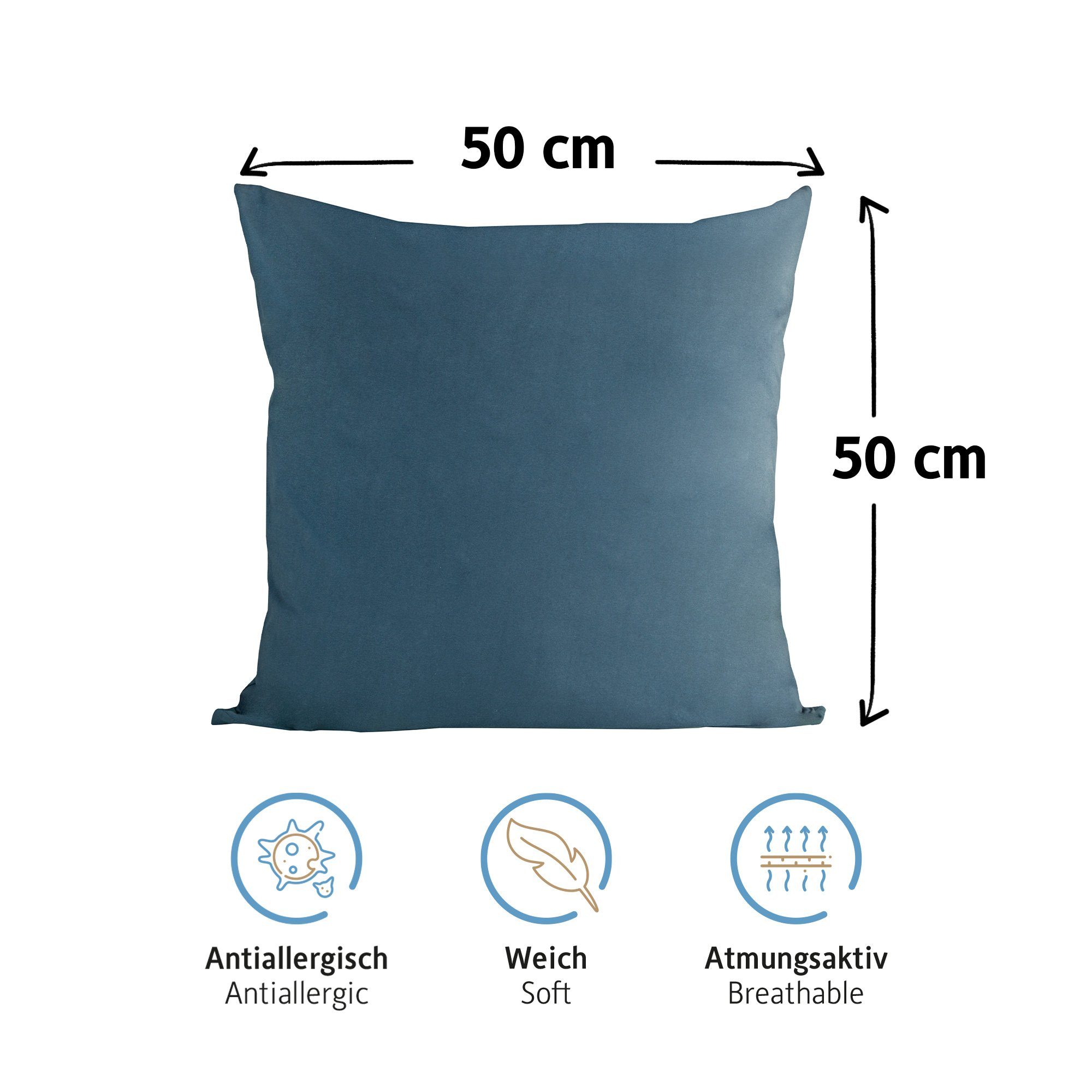 Komfortec Kissenbezug 100% Baumwolle, 150 g/m², (2 Stück), 50 x 50 cm, Kissenhülle, Superweicher Premium Jersey Kopfkissenbezug – Bild 3 von 5