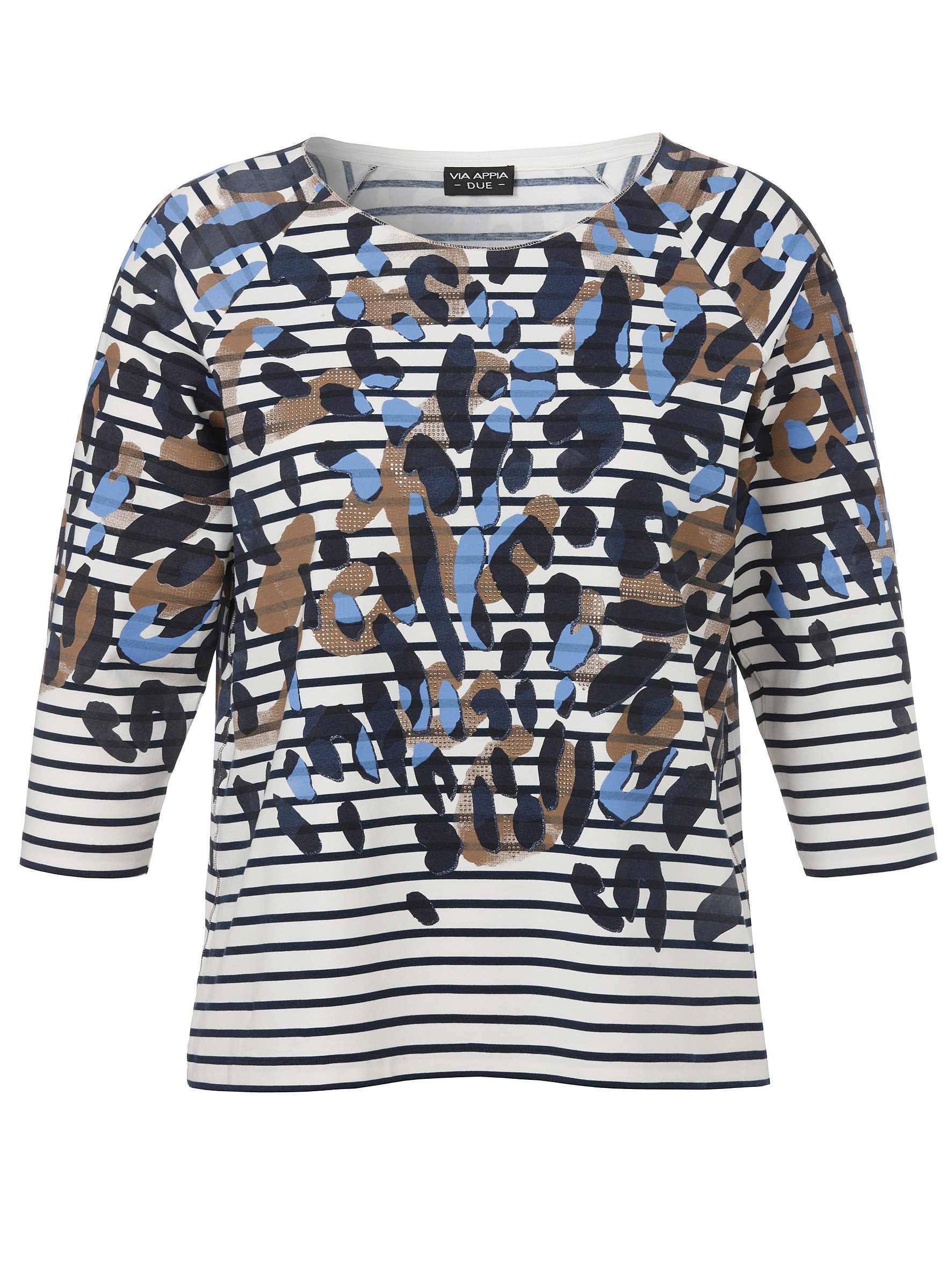 VIA APPIA DUE Shirtbluse T-Shirt Rundhals 3/4 Arm Druck Motiv