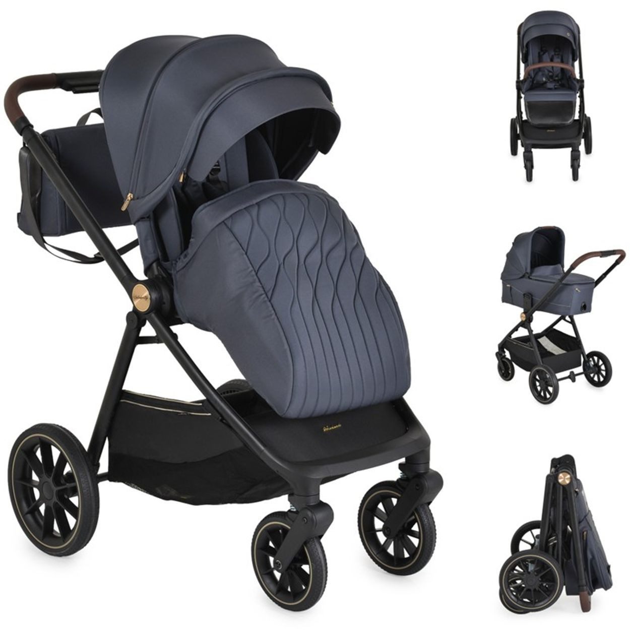 Cangaroo Kombi-Kinderwagen Коляски Celebrity 2 in 1, Stoßdämpfer PU-Rollen Wickeltasche