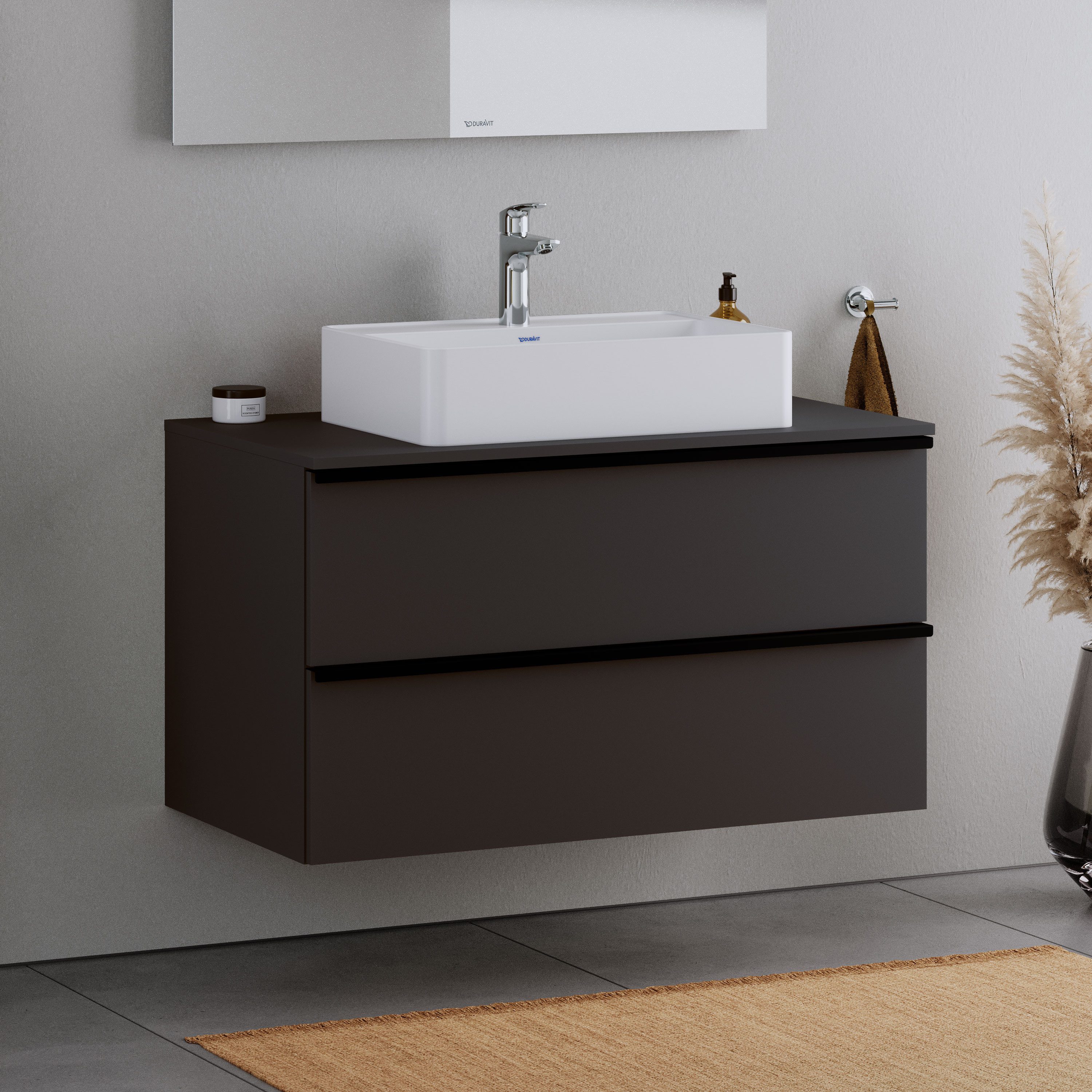 Duravit Waschbecken DuraBrezza, mit Hahnlochbank, 60x40x14 cm, aus Mineralguss – Farbe wählbar