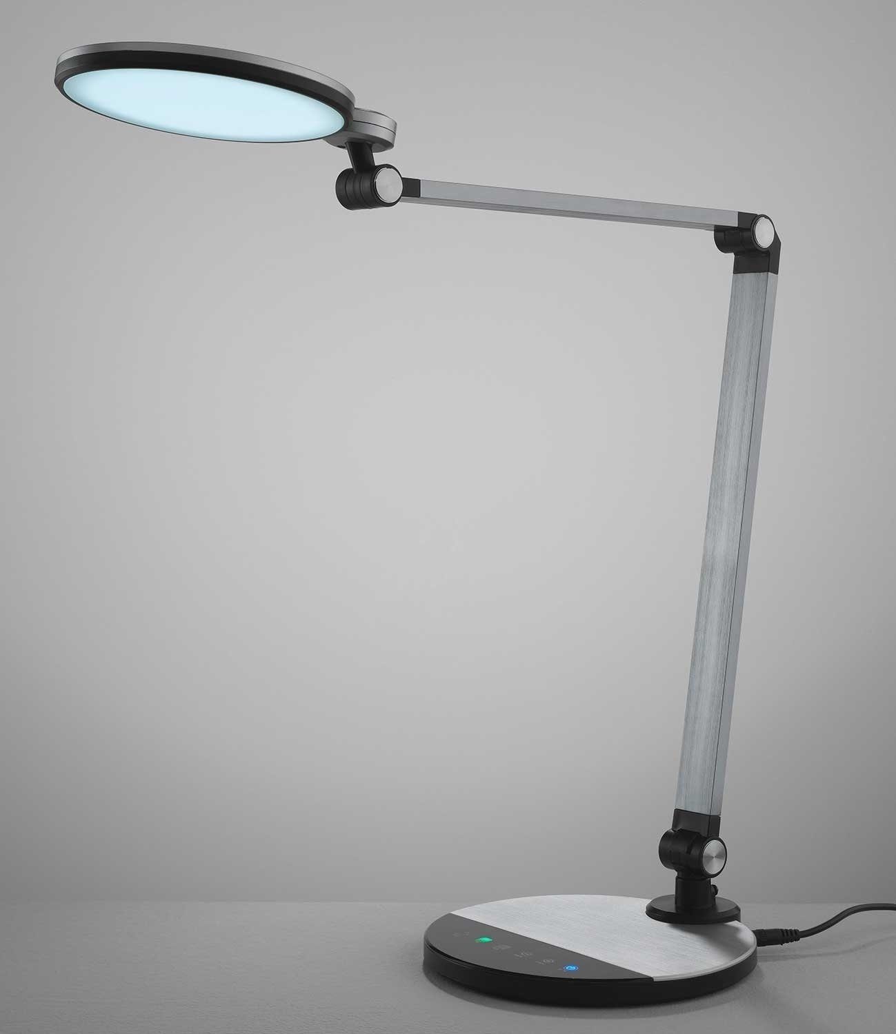 casa NOVA LED Schreibtischlampe EXPECT, 1-flammig, H 90 cm, Schwarz, Silbergrau, Anpassung der Farbtemperatur, Dimmfunktion, LED fest integriert, Neutralweiß, Warmweiß, Tageslichtweiß, Kunststoff, Metall, Touchsensor