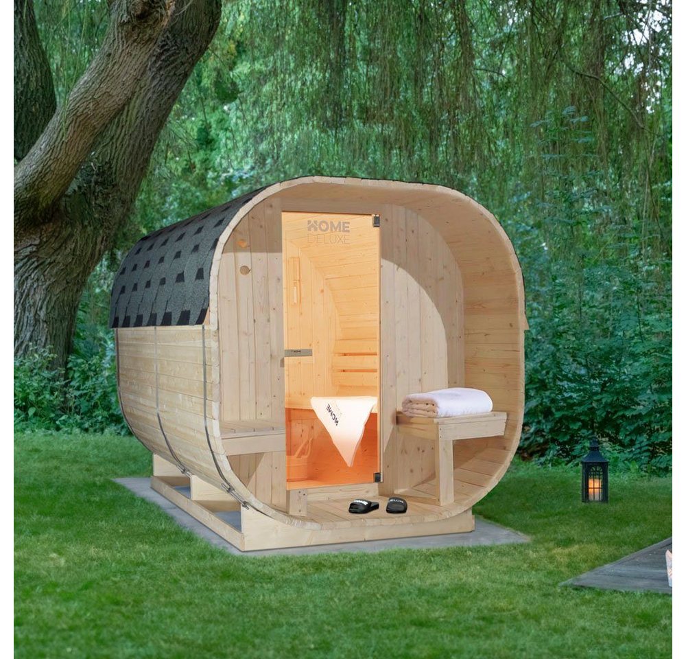 Thumbnail - HOME DELUXE Sauna Outdoor Sauna CUBE - Größenauswahl, BxTxH: 220 x 194 x 185 cm, 38,00 mm, (inkl. 8 kW Saunaofen & Sauna...