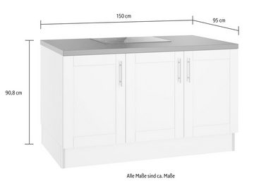 OPTIFIT Küche Ahus, Kücheninsel, Breite 150 cm, wahlweise mit Kochfeld