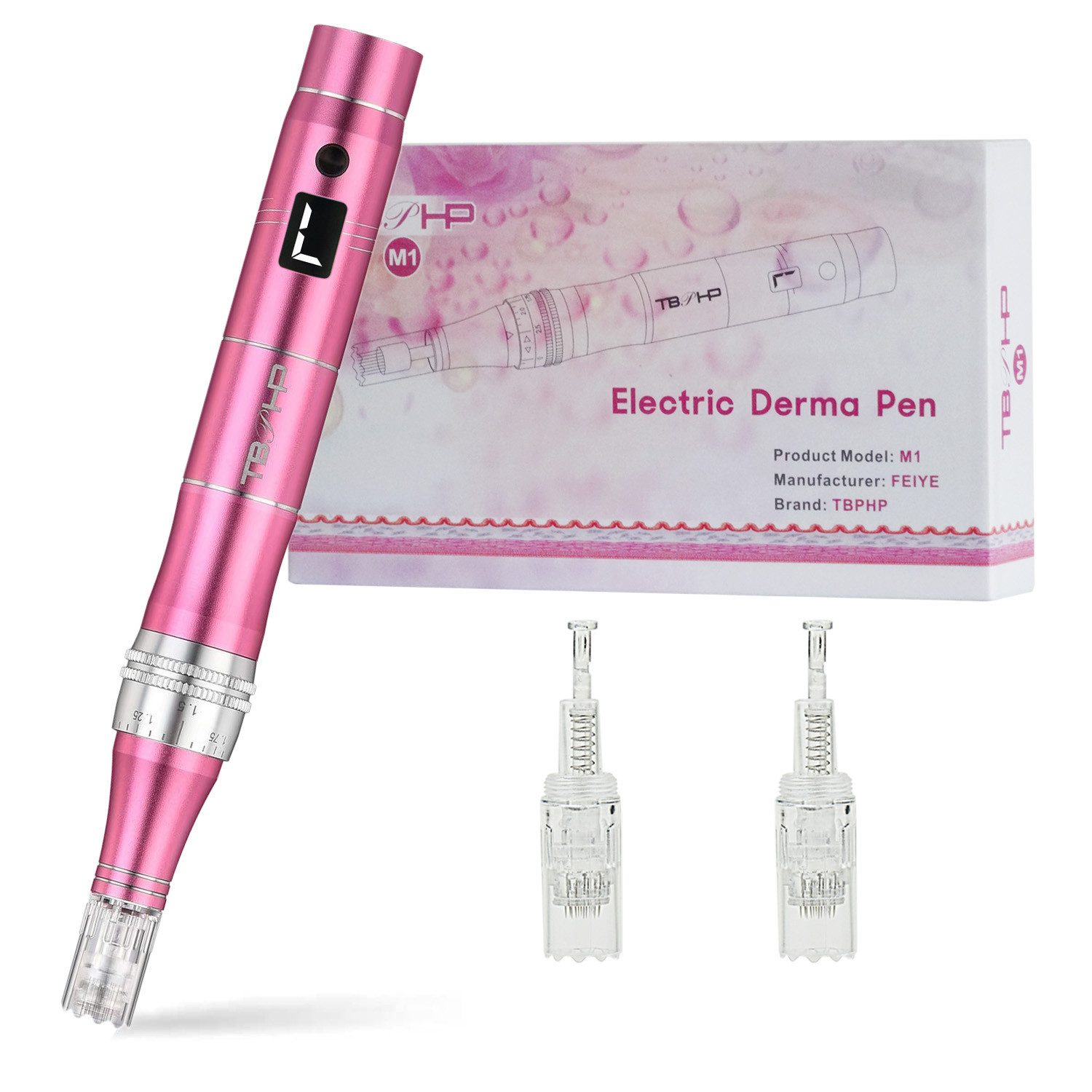 feinlux Dermaroller Mikrodermabrasionsgerät, packung, Dermapen Elektrische Micronadeln Pe, mit LCD Bildschirm, für Gesicht Hautverjüngung, Anti Akne, Anti Falten