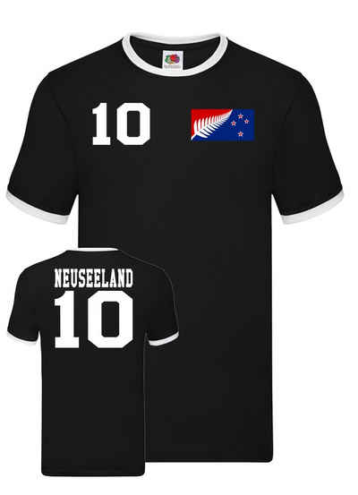 Blondie & Brownie T-Shirt Herren Neuseeland New Zealand Sport Trikot Fußball Weltmeister WM Mit Kontrastnaht