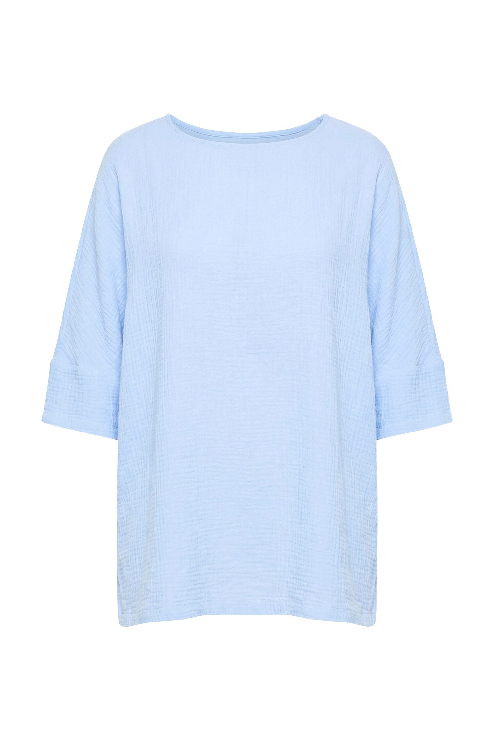 MIAMODA Longbluse Bluse oversized Musselin 3/4-Ärmel