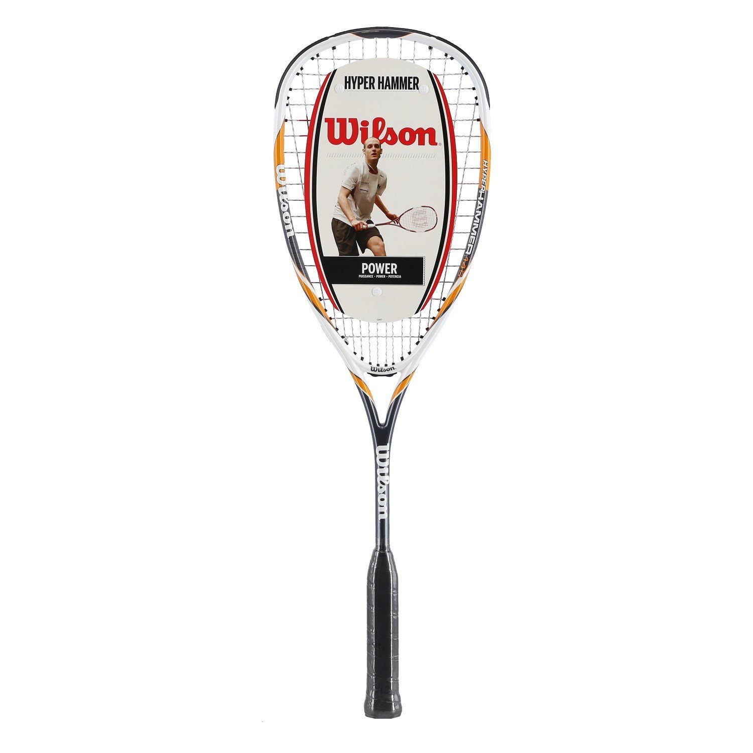 Wilson Squashschläger Hyper Hammer 145 (145g/grifflastig/Brücke) grau/orange - besaitet
