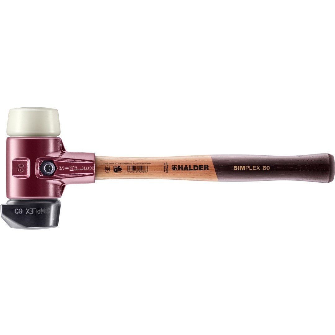 Gummihammer HALDER SIMPLEX Schonhammer Ø 60 mm Gummi / Nylon mit Standfuß und