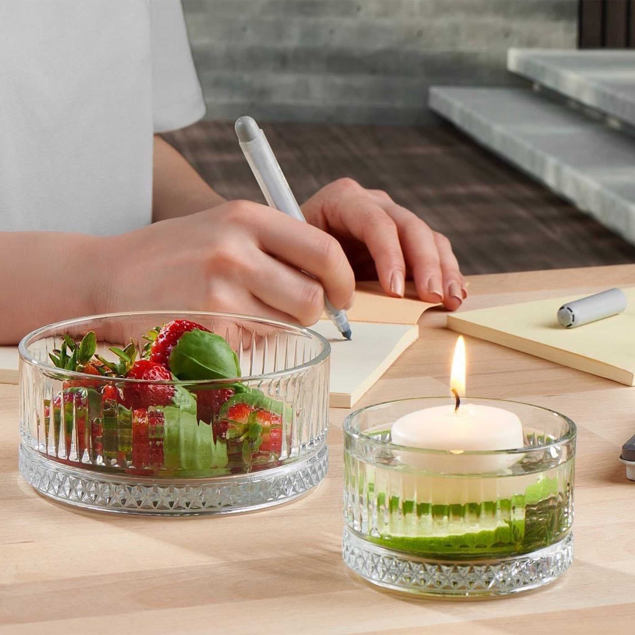Pasabahce Schale Pasabahce Elysia Glasschale - 510 ml, Ø 13 cm, Glas, (2er-Set, 2-tlg), 2er-Set, 510ml, Rillendekor, stapelbar, spülmaschinengeeignet