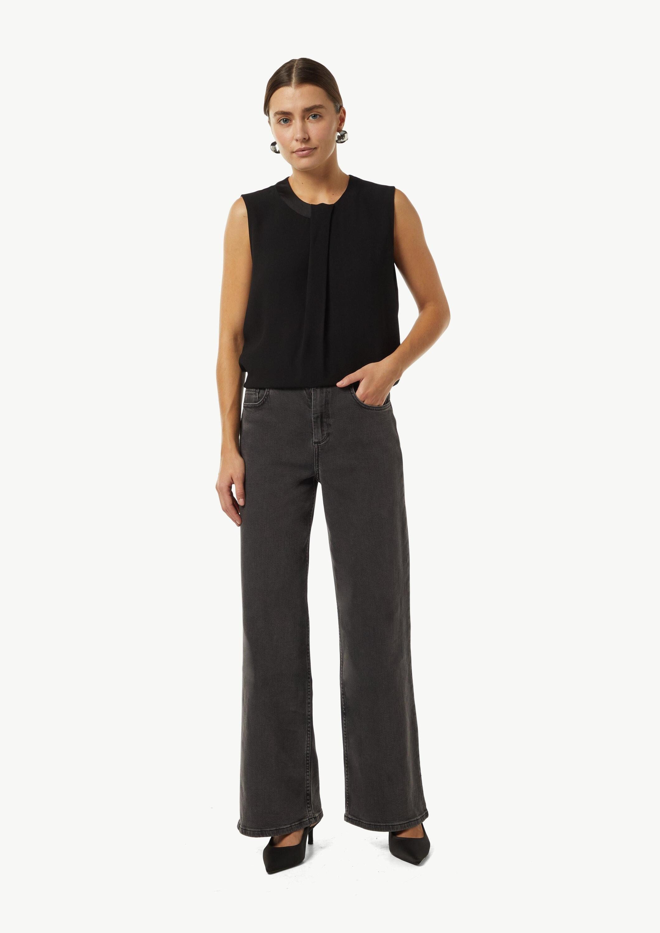 comma Blusentop Bluse Crêpe-Top mit Faltendetail