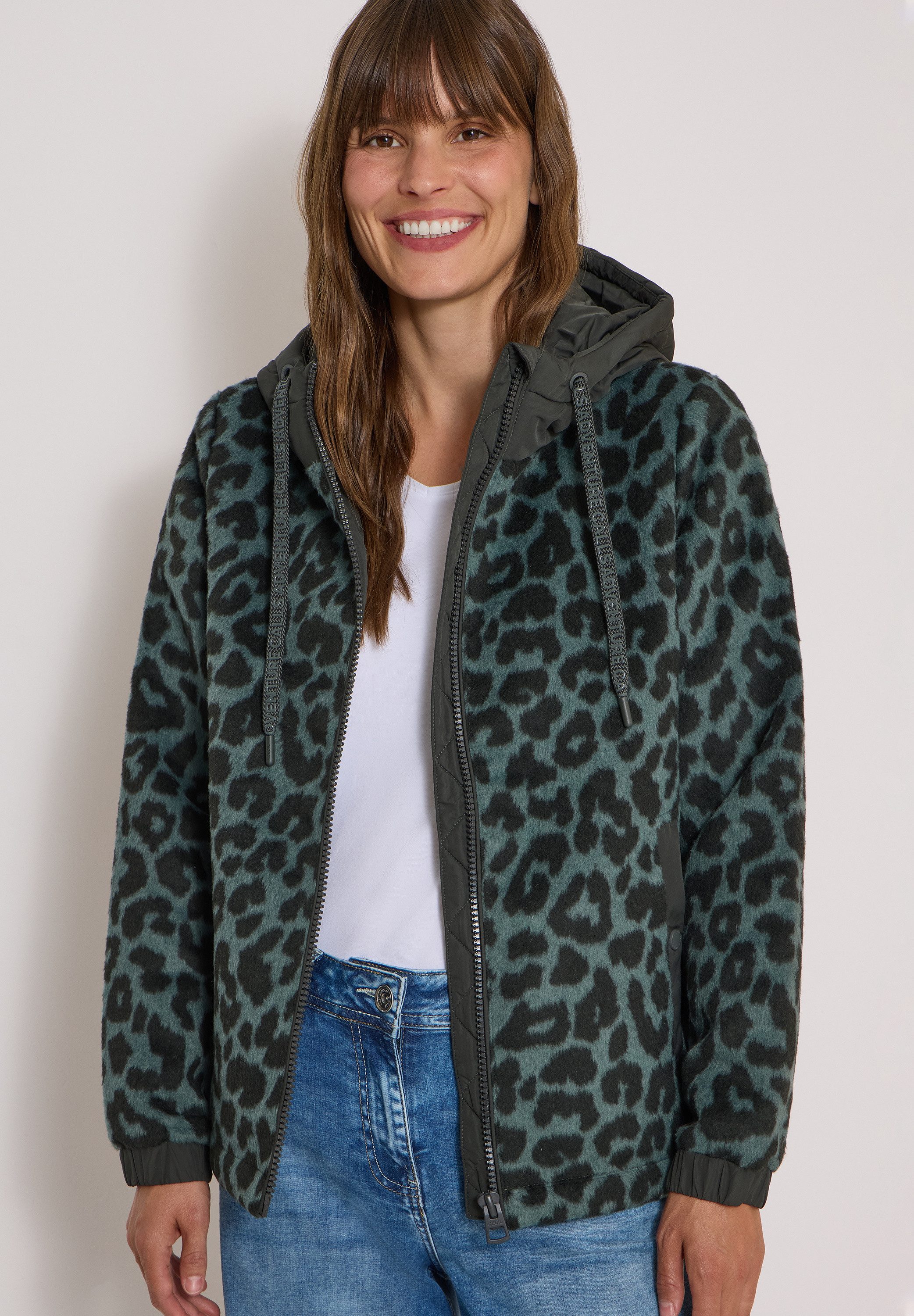CECIL Fellimitatjacke mit Leomuster