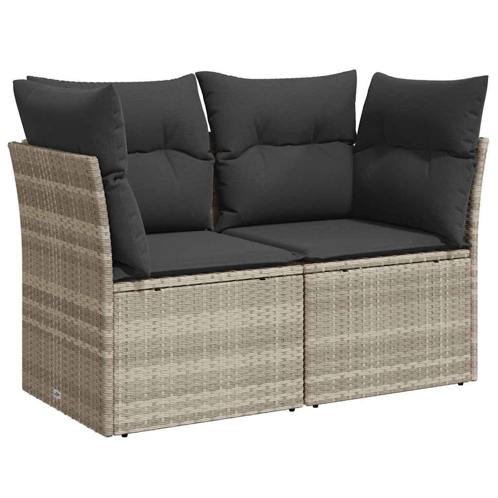 vidaXL Loungesofa Gartensofa mit Kissen 2-Sitzer Hellgrau Poly Rattan, 1 Teile
