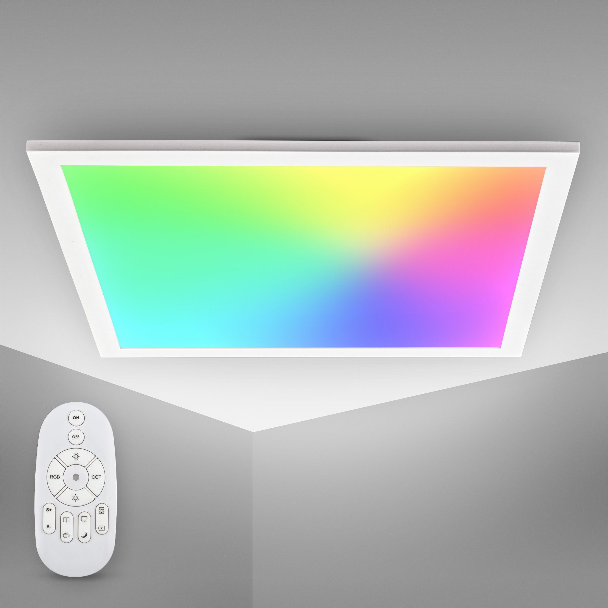 mit Ultra RGB-Farben, 45x45x4,2 integriert, LED-Panel, B.K.Licht cm einstellbar, Farbwechsler, Farbwechsel, Flach, Farbtemperatur Fernbedienung, LED BK_DP1370 stufenlos 7 RGB fest Deckenleuchte LED Dimmbar,