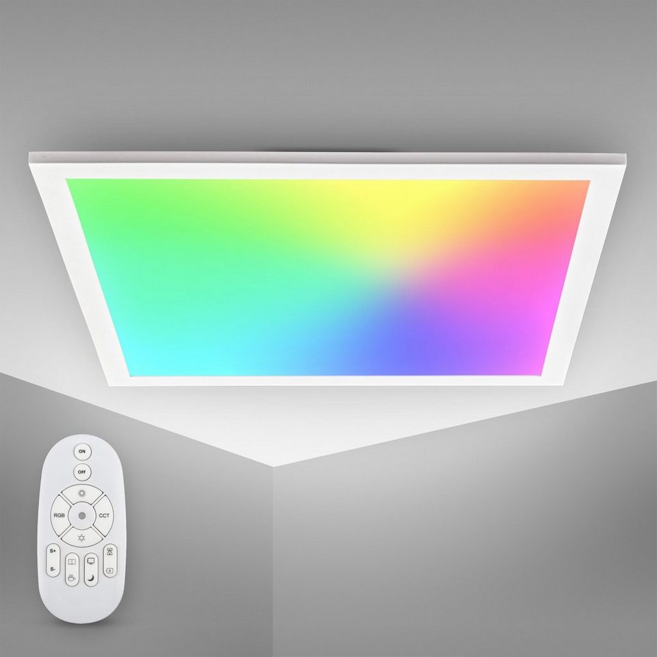 B.K.Licht LED Deckenleuchte BK_DP1370 RGB LED-Panel, Farbtemperatur  stufenlos einstellbar, Dimmbar, Farbwechsel, LED fest integriert,  Farbwechsler, 7 RGB-Farben, Ultra Flach, mit Fernbedienung, 45x45x4,2 cm