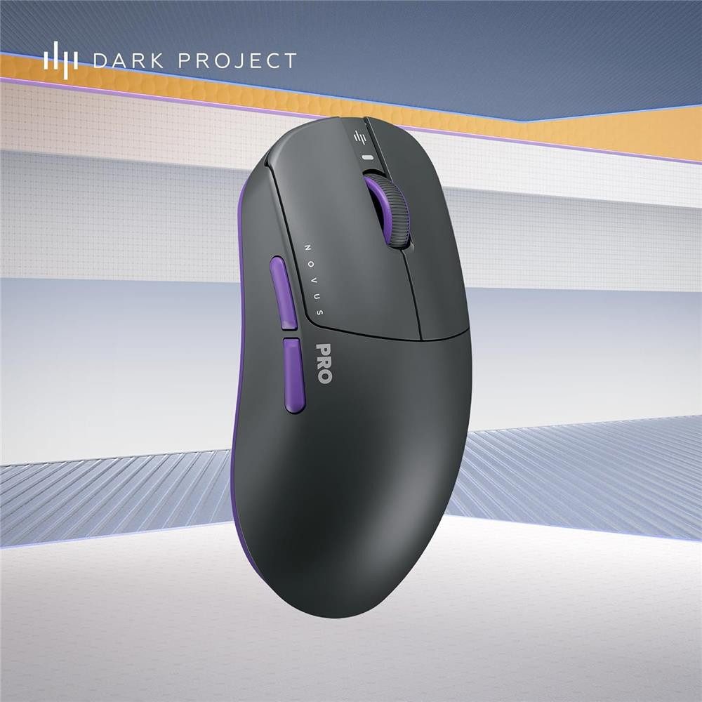 Dark Project Novus Pro Gaming-Maus (kabelgebunden, Funk, kabellos, ultra leicht 48g, 26K DPI, 8K Hz, lange Akkulaufzeit 70h)