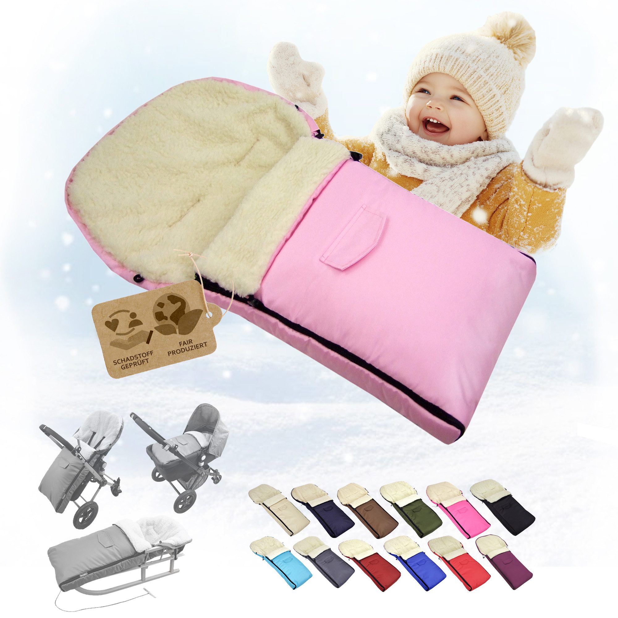 BambiniWelt by Rafael K. Fußsack Winterfußsack Babyfußsack Fußsack Kinderwagen Wolle universal 90cm