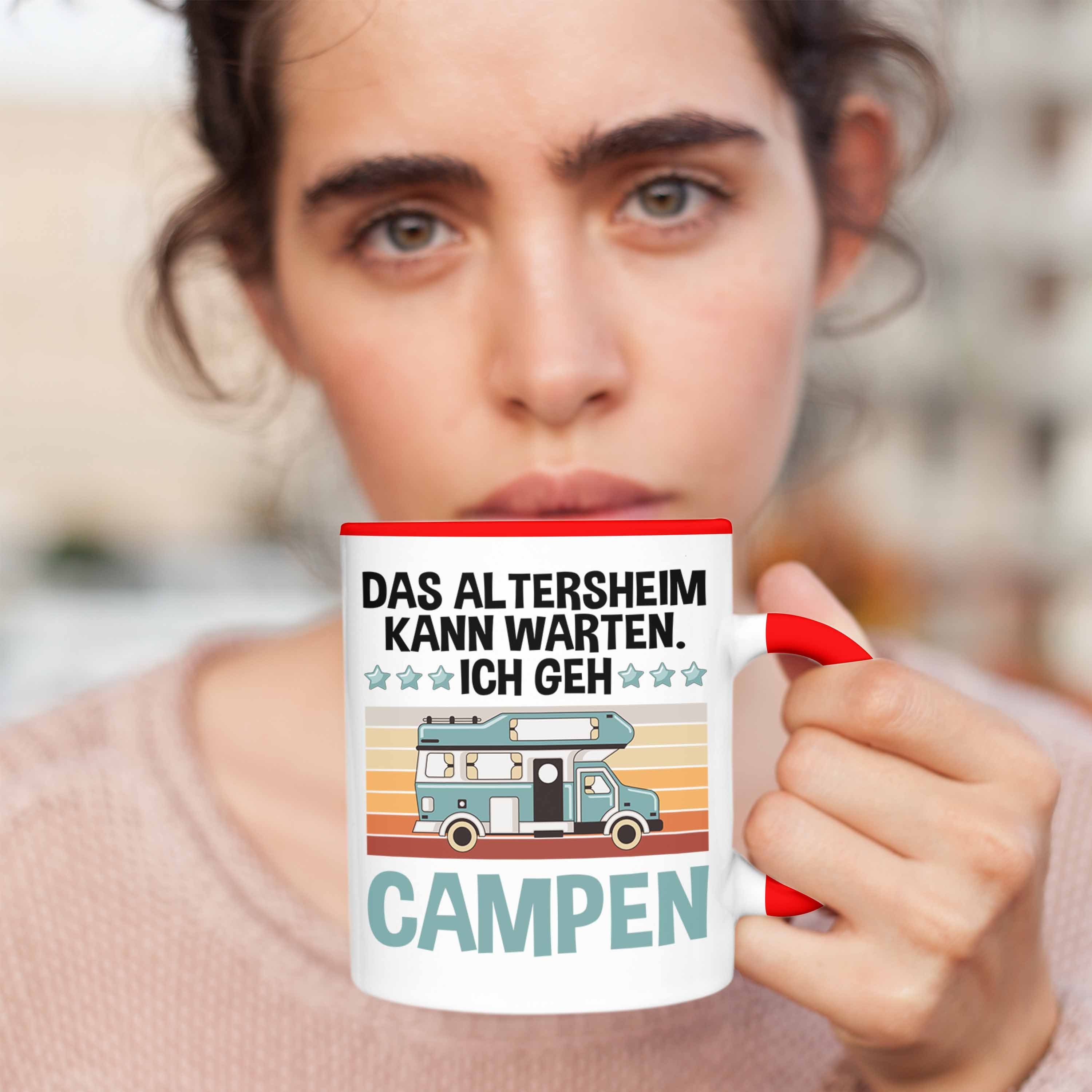 Wohnmobil Lustig Campingwagen Oma Opa Trendation Tasse - Camping Trendation Grafik kann Tasse warten Geschenke Geschenkidee Rot Zubehör Camper für Altersheim Rentner Wohnwagen Männer