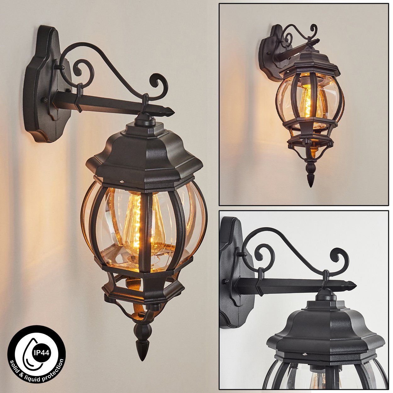 hofstein Außen-Wandleuchte »Meyen« Wandlampe abwärts aus Metall/Glas in Sch günstig online kaufen