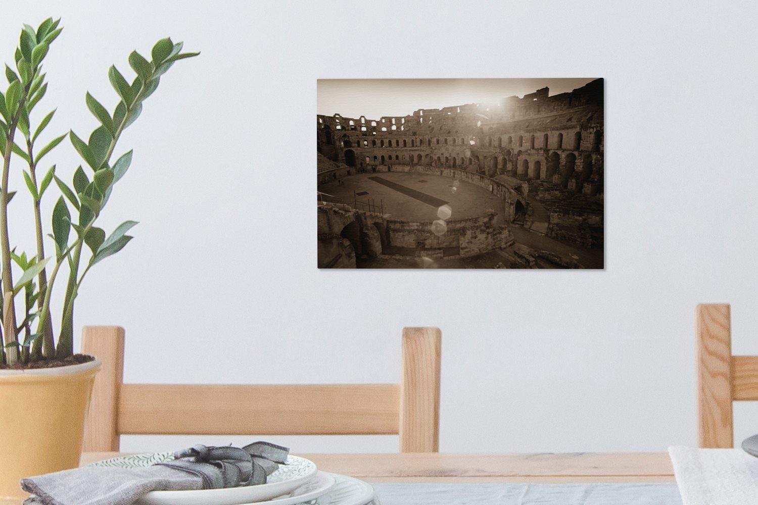 Foto des St), Djem, im 30x20 cm Leinwandbild Amphitheaters Wanddeko, tunesischen OneMillionCanvasses® Wandbild El Aufhängefertig, (1 Leinwandbilder, historischen