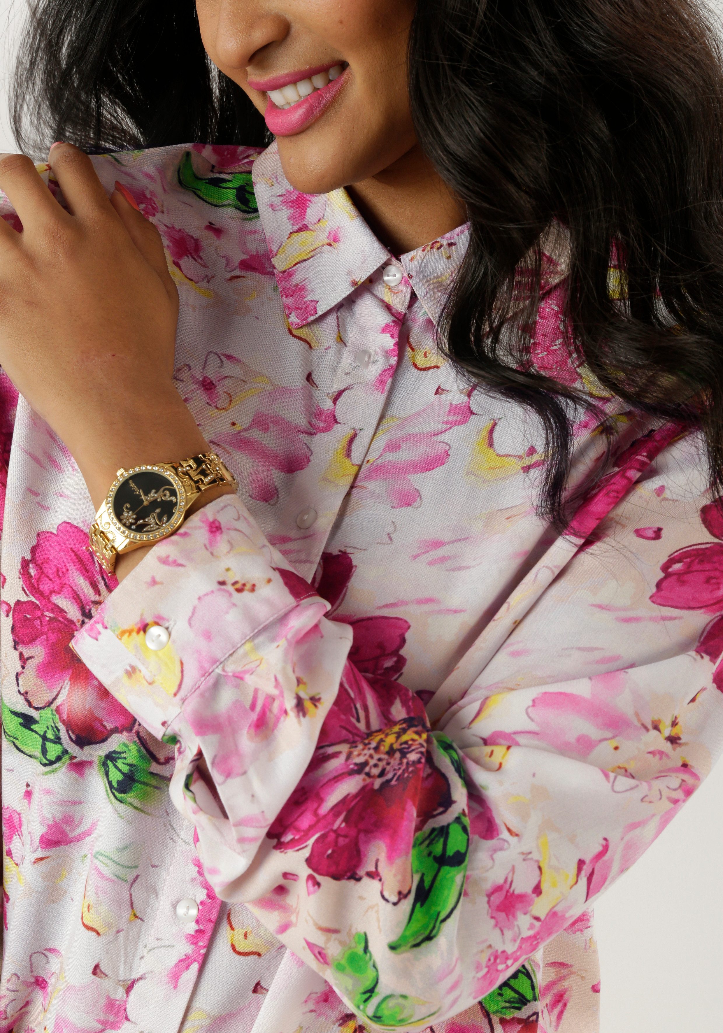 Aniston SELECTED Hemdbluse mit farbenharmonischen Blütendruck