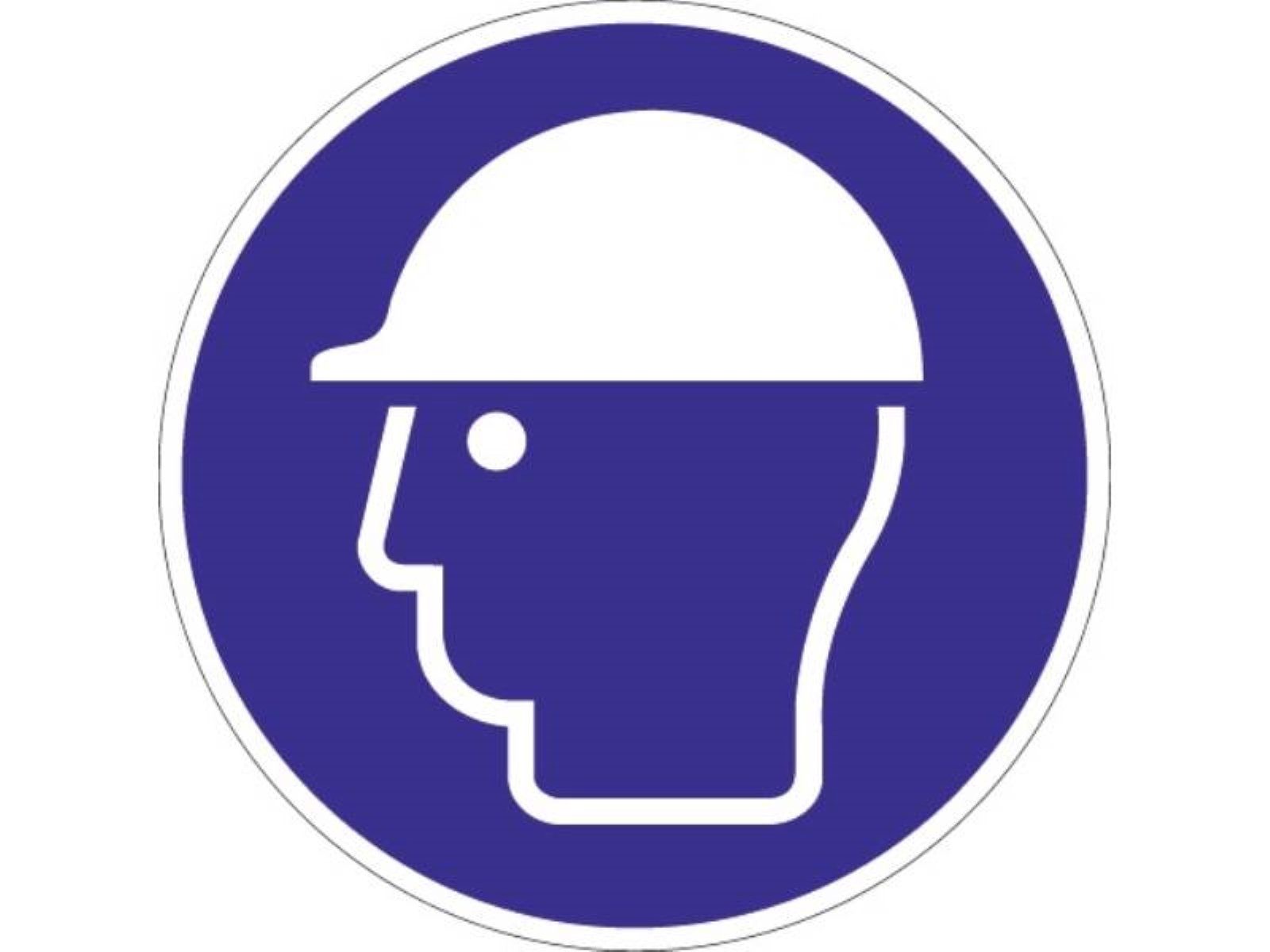 PROMAT Kopfschutz Schild blau/weiß DIN Kunststoff ASR benutzen D.200mm Kopfschutz A1.3