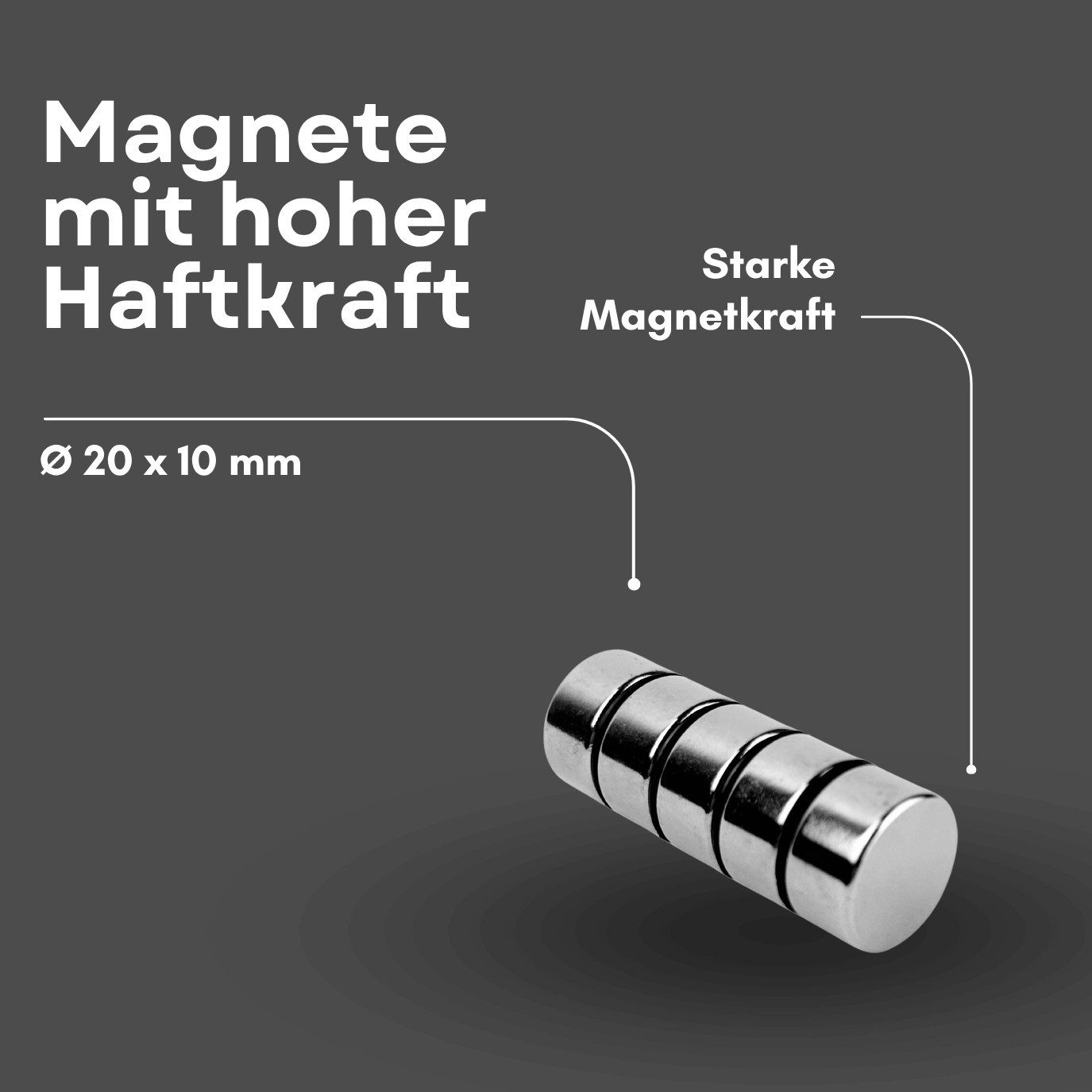 MaajeeKuto Magnet Neodym Magnet 20x10 mm N38 Scheibenmagnet 11kg Haftkraft Stark (1-St)