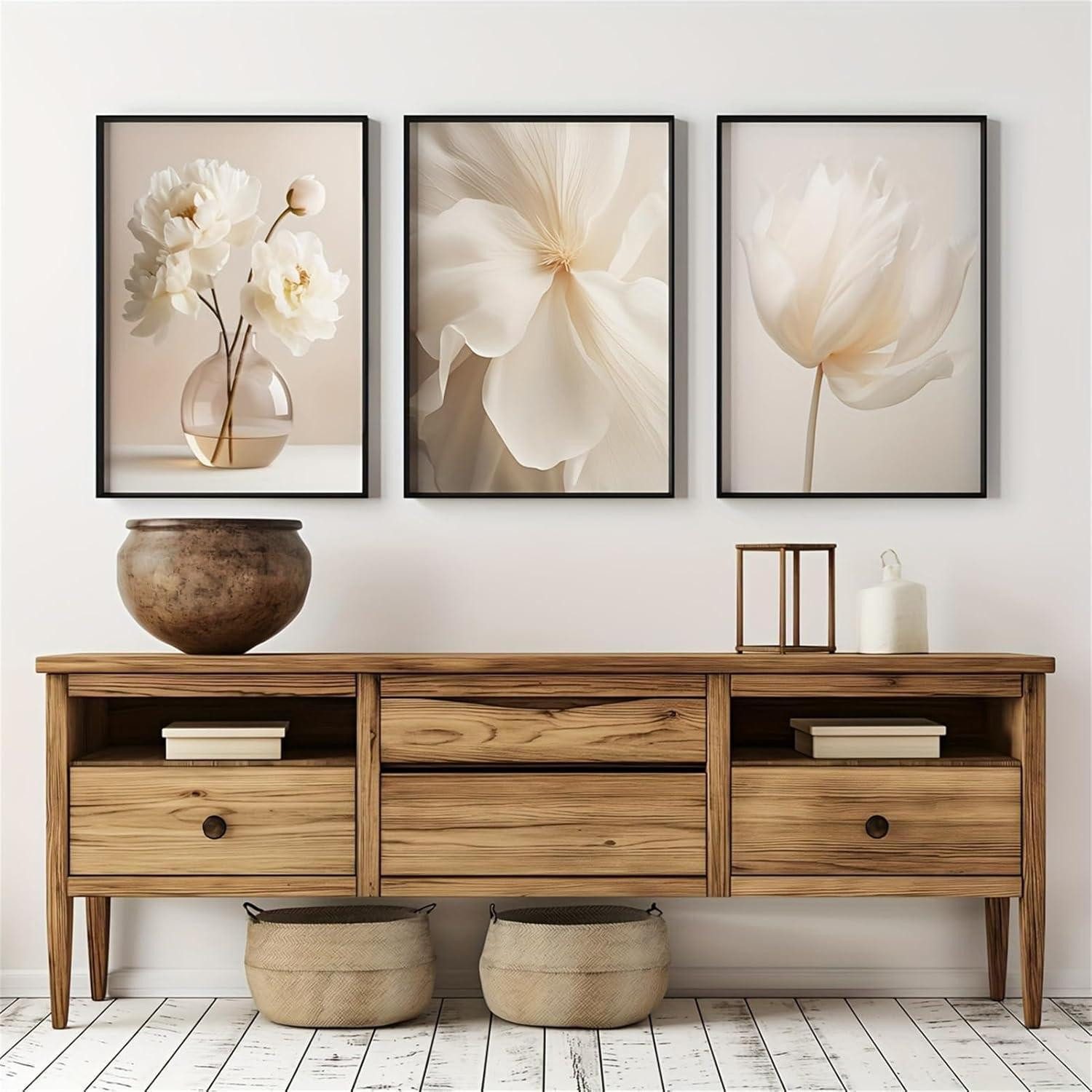 LuxusKollektion Leinwandbild Wandbilder 3teilig Boho Blume Wohnzimmer 40x50cm F 40x50cm