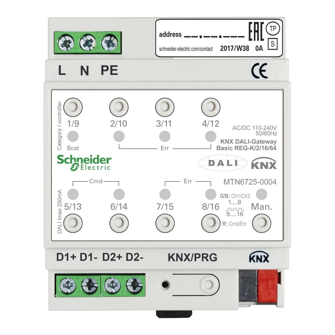 Schneider Electric Zeitschaltuhr Schneider Electric KNX DALI-Gateway Basic REG-K/2/16/64 2Kanal MTN6725