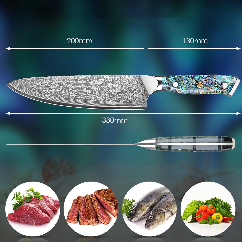 KingLux Kochmesser Damast Chefmesser 20cm Klinge Damaststahl Fleischmesser